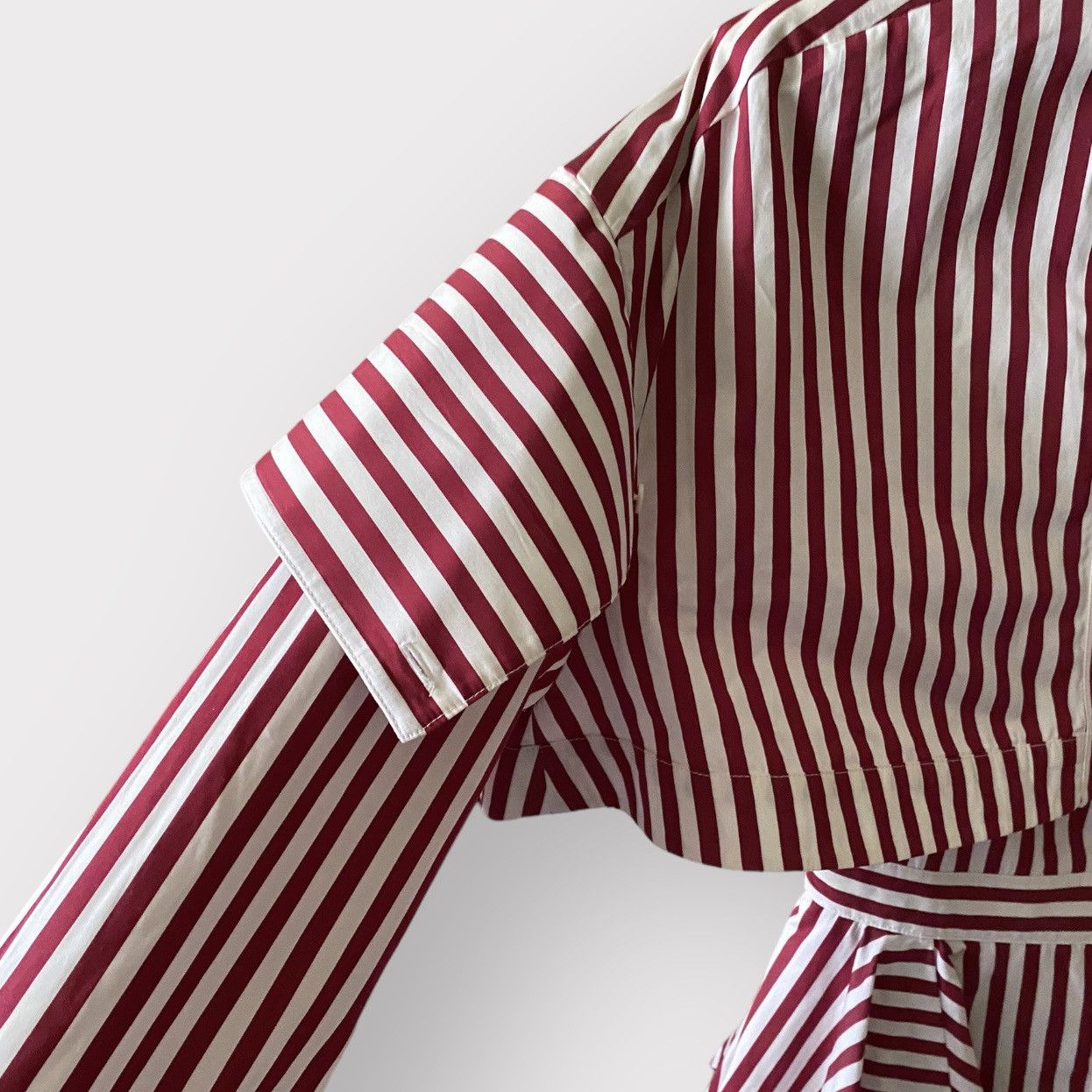 Alexander McQueen Fall18 Runway Ruffled Striped Cotton Poplin Mini Dress Size XS / US 0-2 / IT 36-38 - 8 Thumbnail