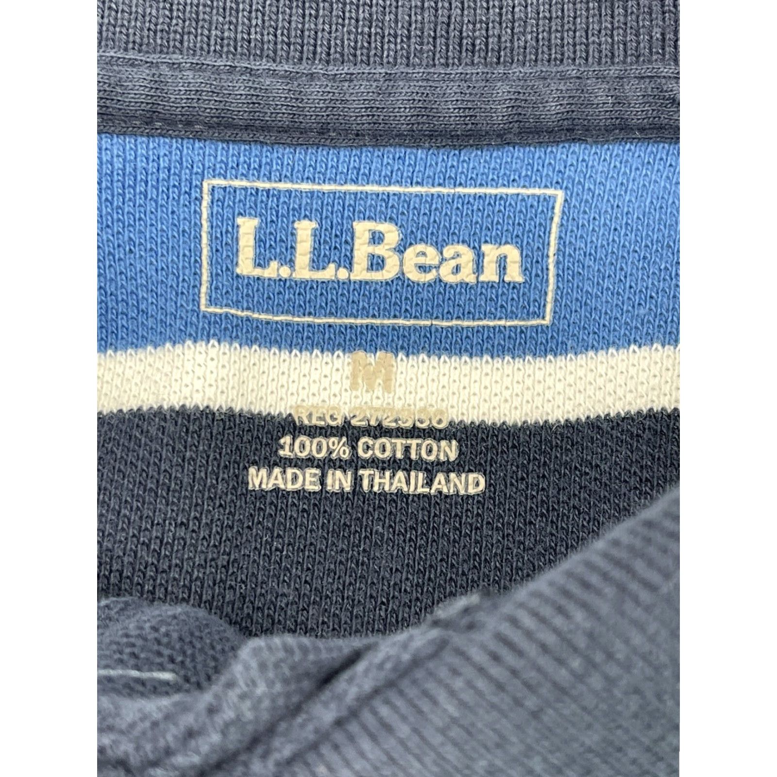 Vintage LL Bean Polo Shirt Men’s Short Sleeve Striped Cotton Button-Front Casual Regular Size M Navy Light Blue White 90s USA Mens Size US M / EU 48-50 / 2 - 3 Thumbnail