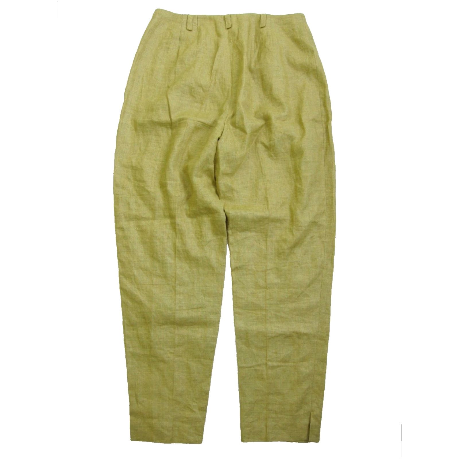 Ellen Tracy Ellen Tracy Women 100% Linen Yellow Pocket High Rise Pleat Pant Shirt? Size 32" / US 10 / IT 46 - 2 Thumbnail