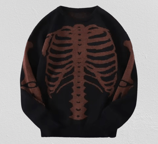 Japanese Brand Streetwear Bone Skeleton Sweater Jacquard Knitted Sweatshirt Size US XL / EU 56 / 4 - 1 Thumbnail