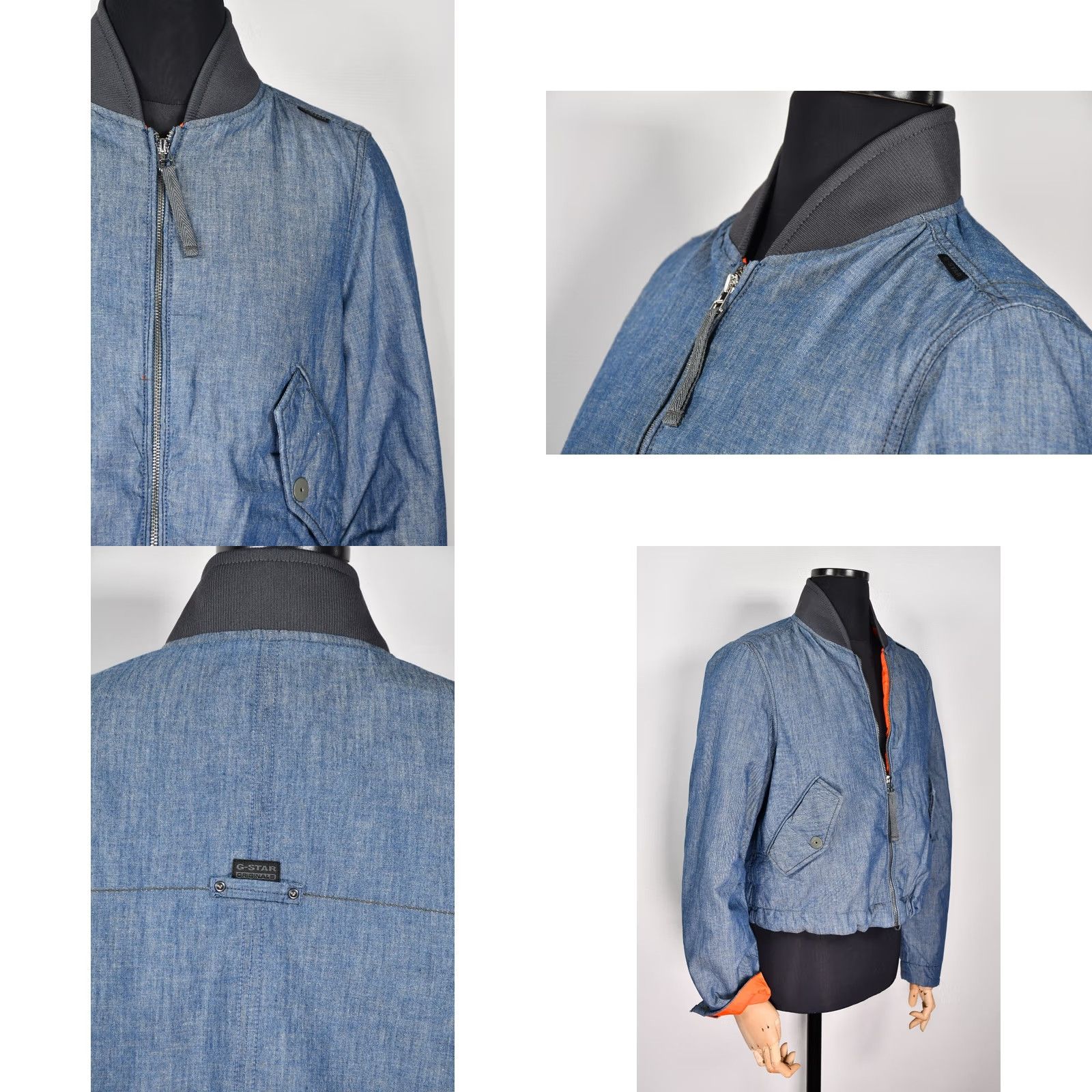 G-Star G-Star Raw Jacket Women's S Chambray Indigo Padded Drawstring Bomber Imperial Chambray Indigo Jacket Women S Size S / US 4 / IT 40 - 8 Thumbnail