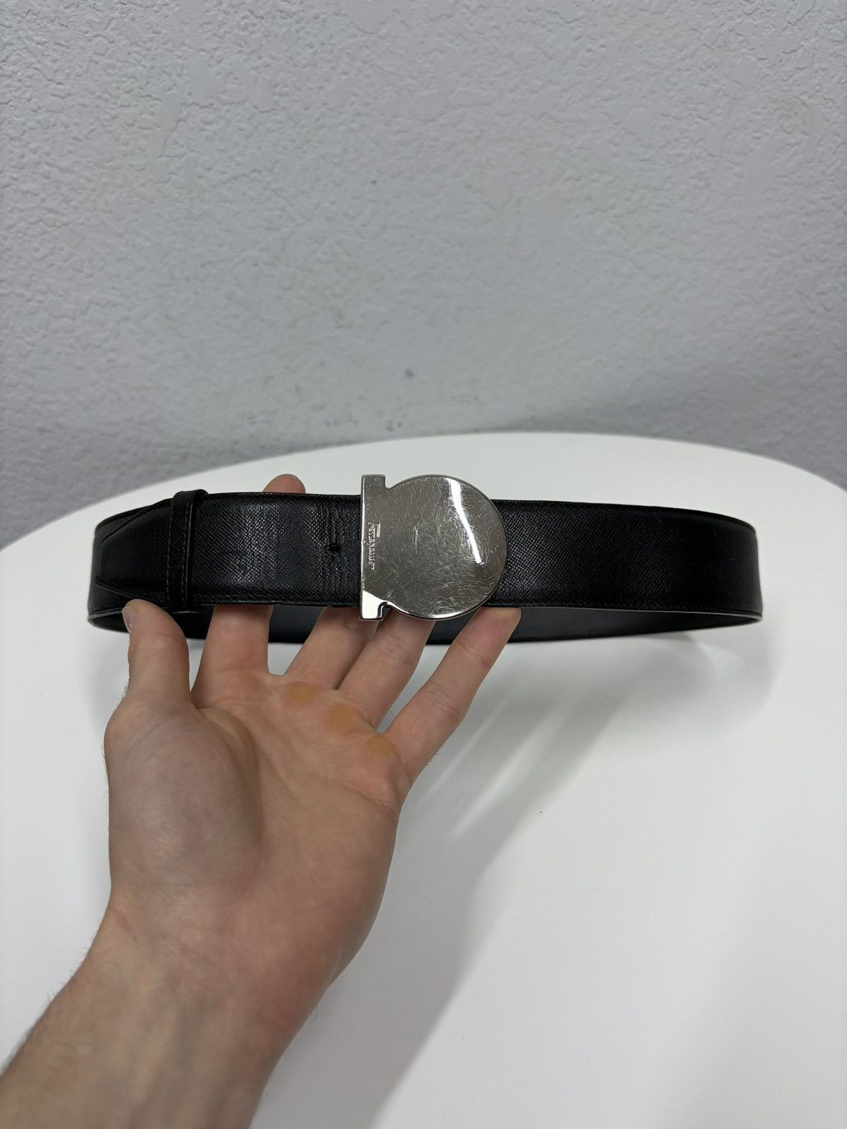 Salvatore Ferragamo Salvatore Ferragamo Leather Belt Silver Buckle Prada Style Size ONE SIZE - 5 Thumbnail