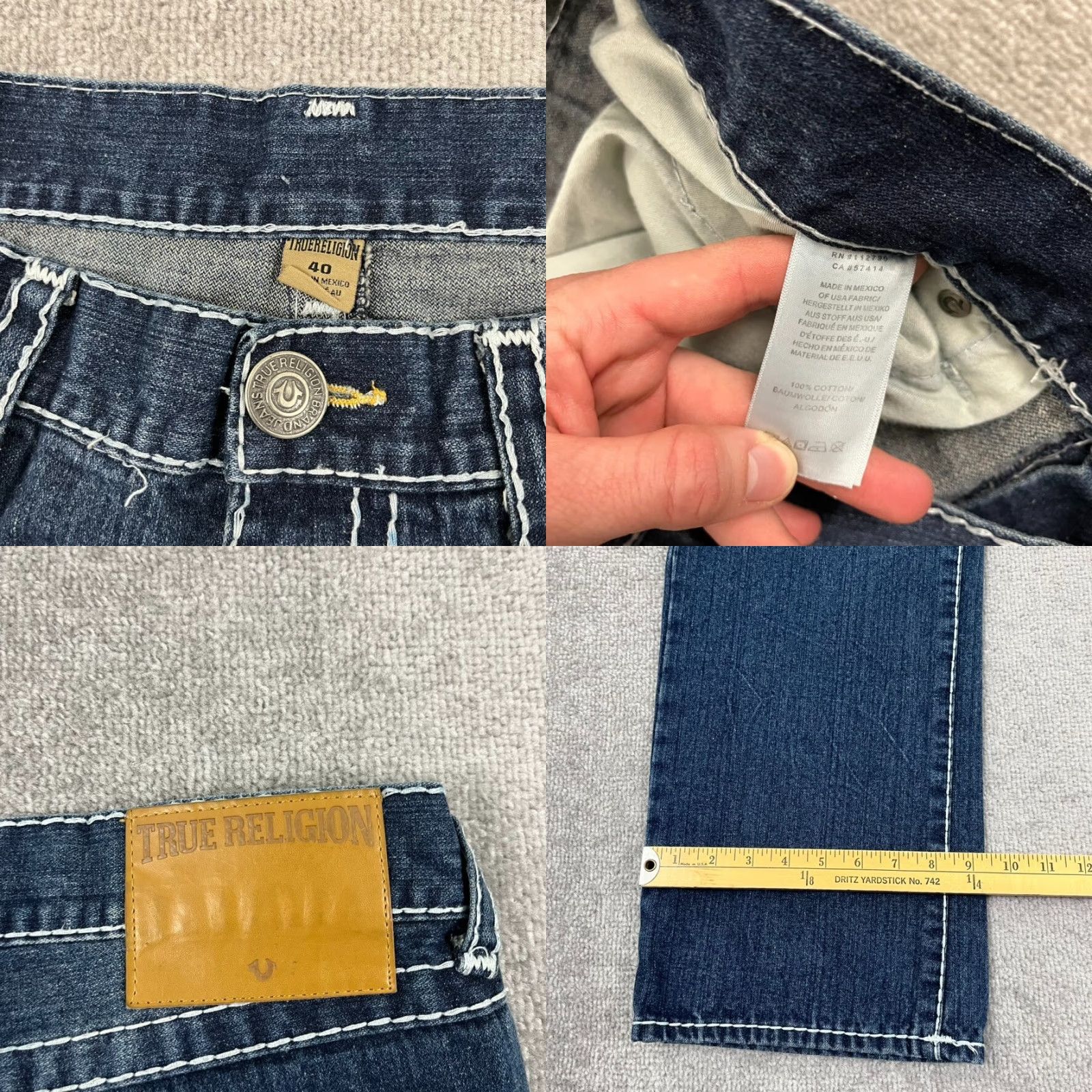 True Religion VINTAGE True Religion Jeans Mens 40x33 Straight Leg Denim Hip Hop 2000s Y2K Size US 40 / EU 56 - 8 Thumbnail