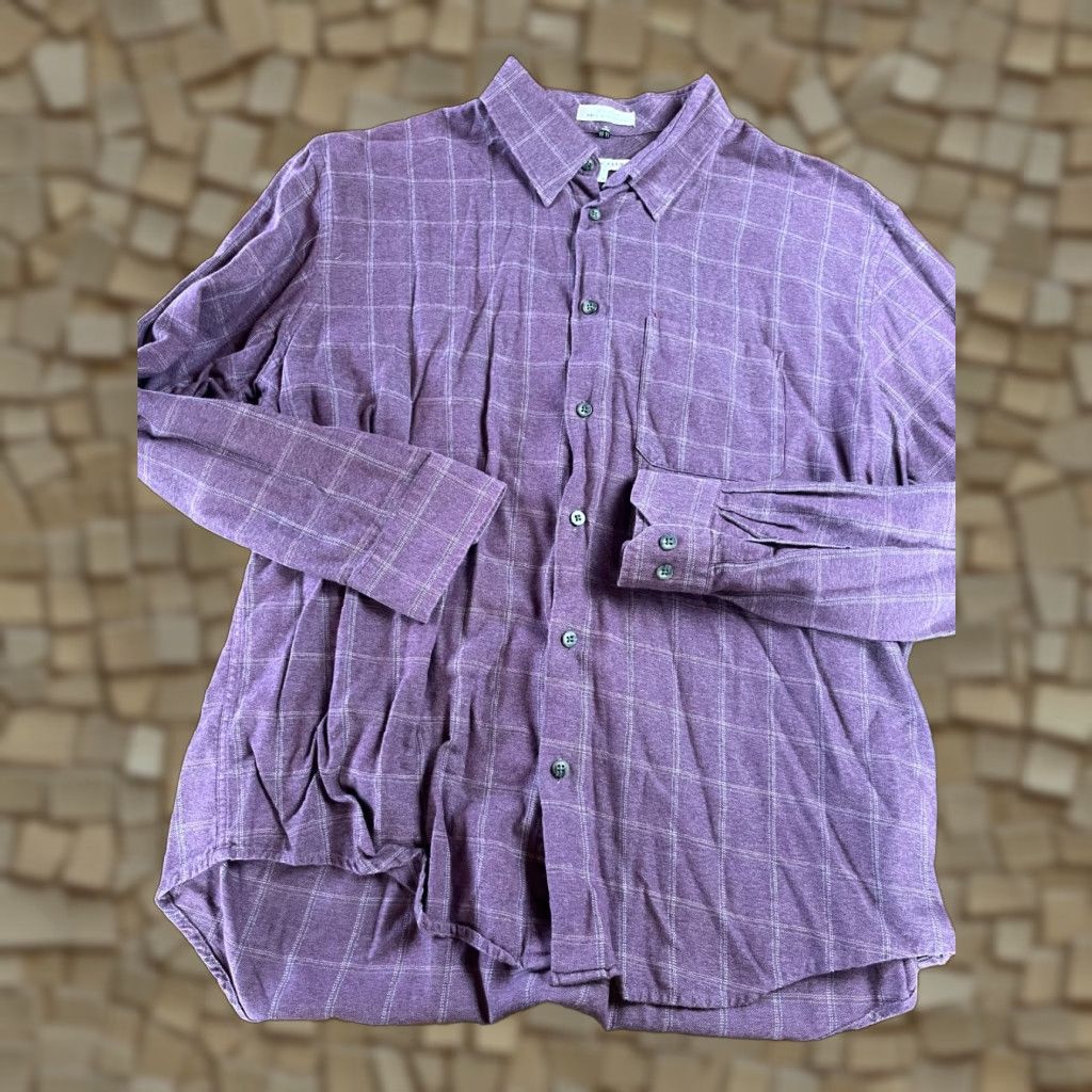 Geoffrey Beene Geoffrey Beene Shirt Men's XL 17-17.5 Purple Plaid Button Up Size US XL / EU 56 / 4 - 1 Thumbnail