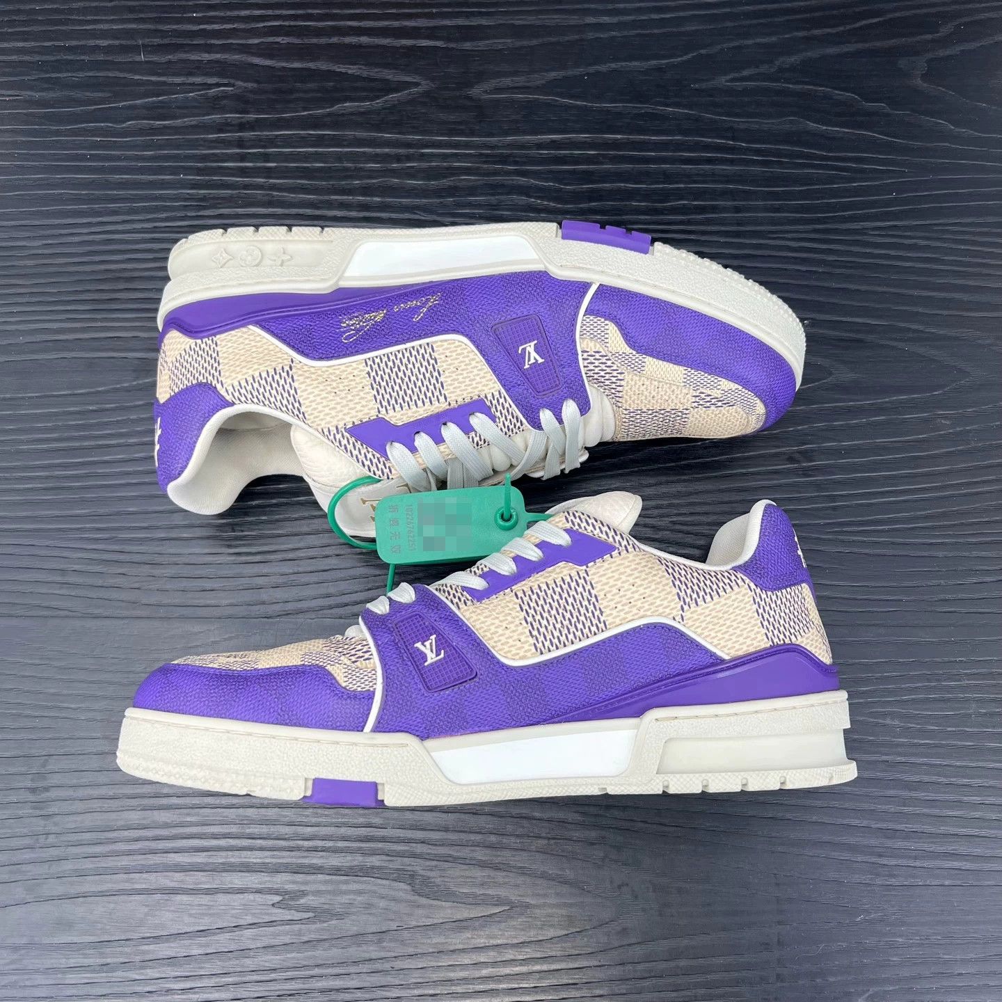 Louis Vuitton LV Trainer White Purple Checkerboard 42 New Size US 8 / EU 41 - 2 Thumbnail