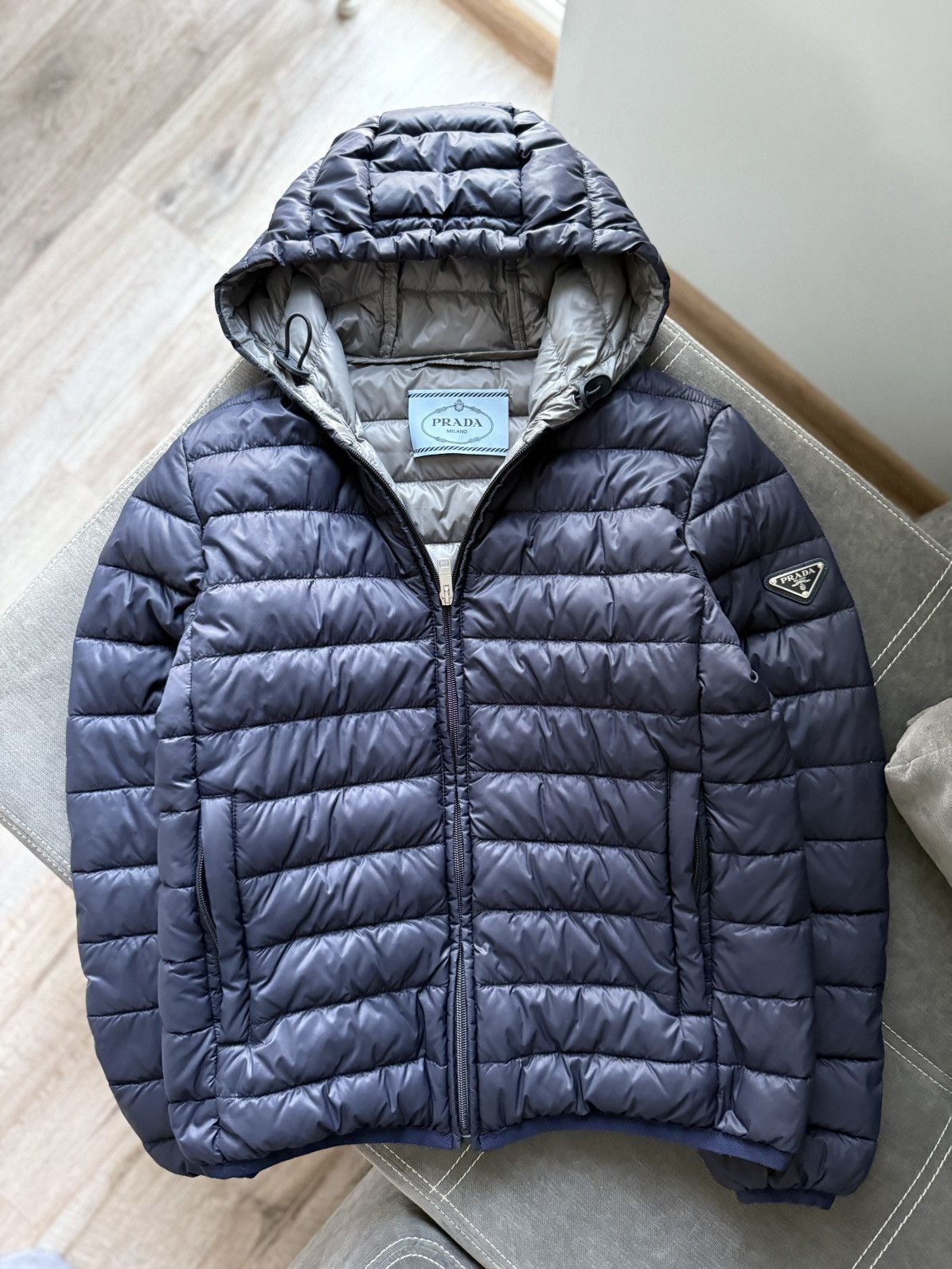 Prada Prada Nylon Hooded Blue Down Badge Triangle Logo Jacket Size XS / US 0-2 / IT 36-38 - 5 Thumbnail
