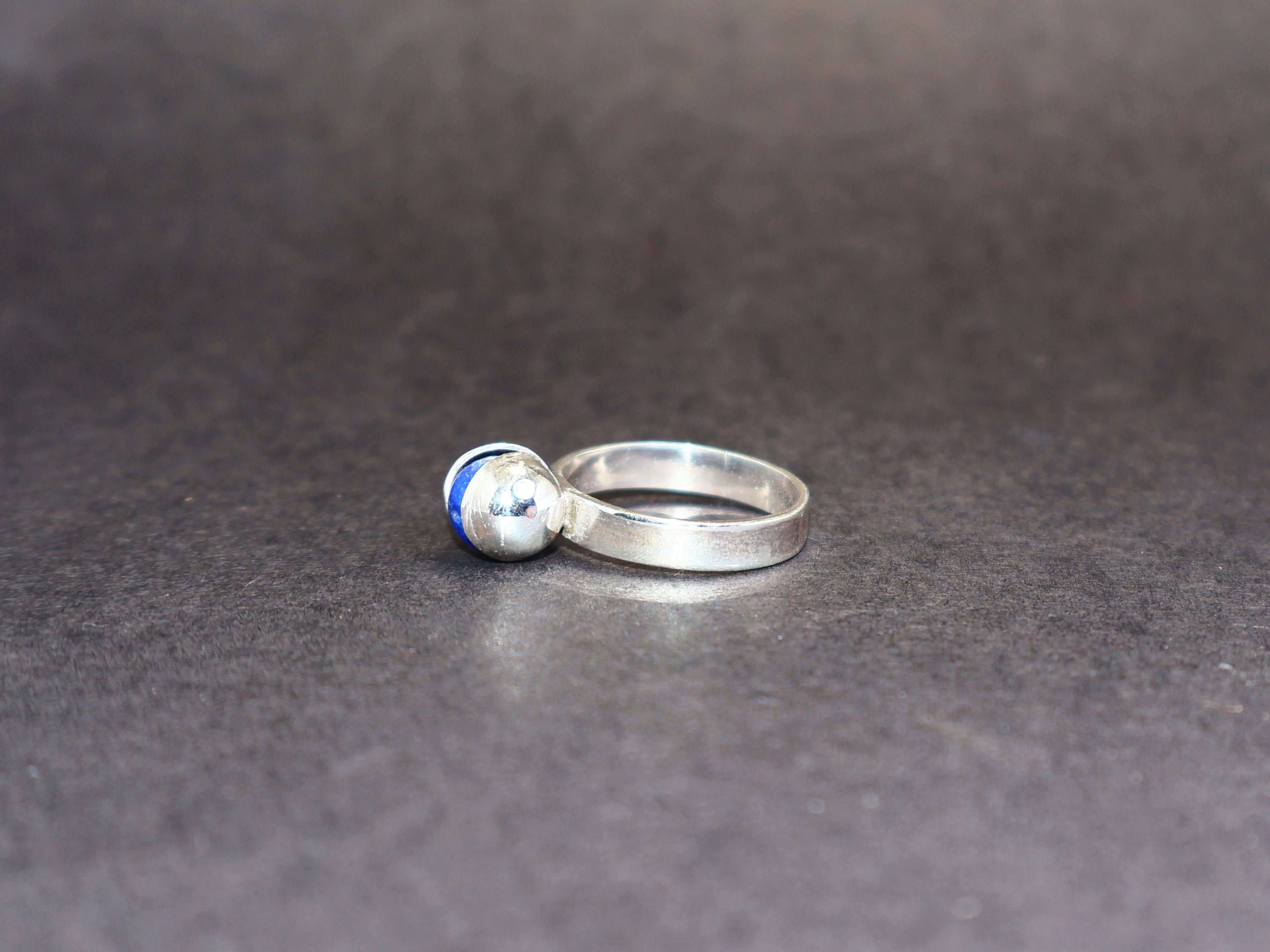 Handmade Lapis Lazuli Ring, Sterling Silver Handmade Gemstone Ring, Size ONE SIZE - 4 Thumbnail