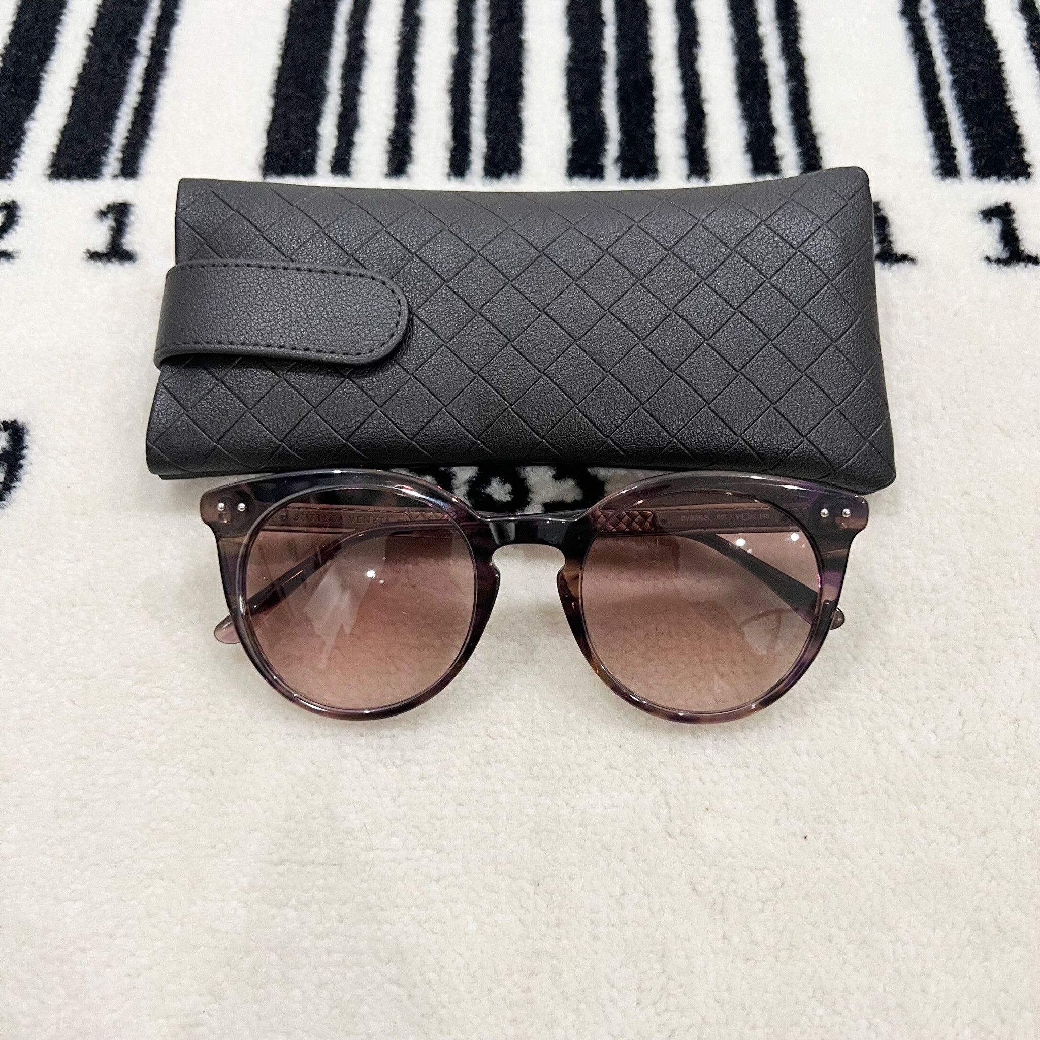 image of Bottega Veneta Havana Round Oval Brown Lenses Sunglasses in Brown Tan, Women's
