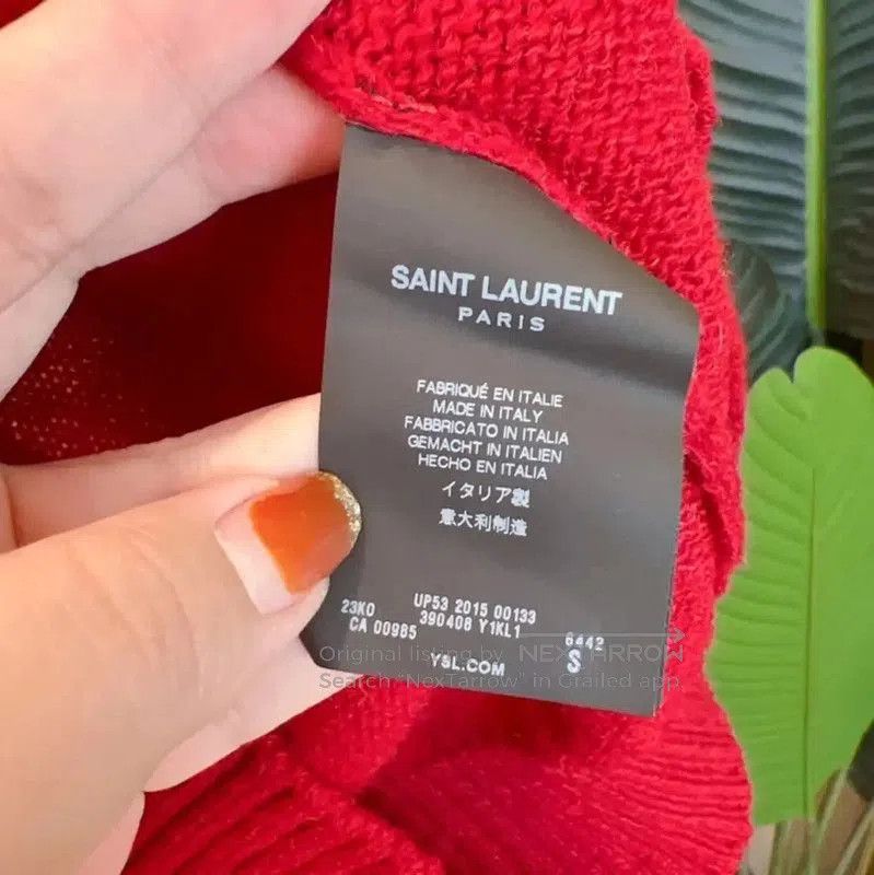 Yves Saint Laurent YSL Red Wool Long Sleeve Knit Sweater . Size S / US 4 / IT 40 - 8 Thumbnail
