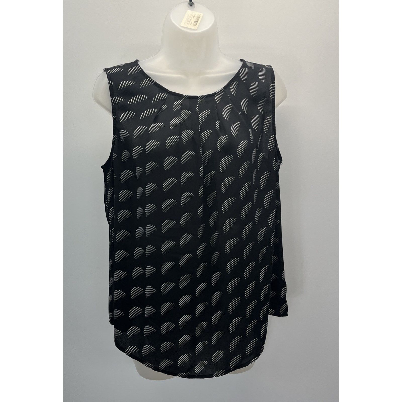 Worthington Worthington Pleated Boat Neck Tank Size L Black White Geo Size L / US 10 / IT 46 - 1 Thumbnail