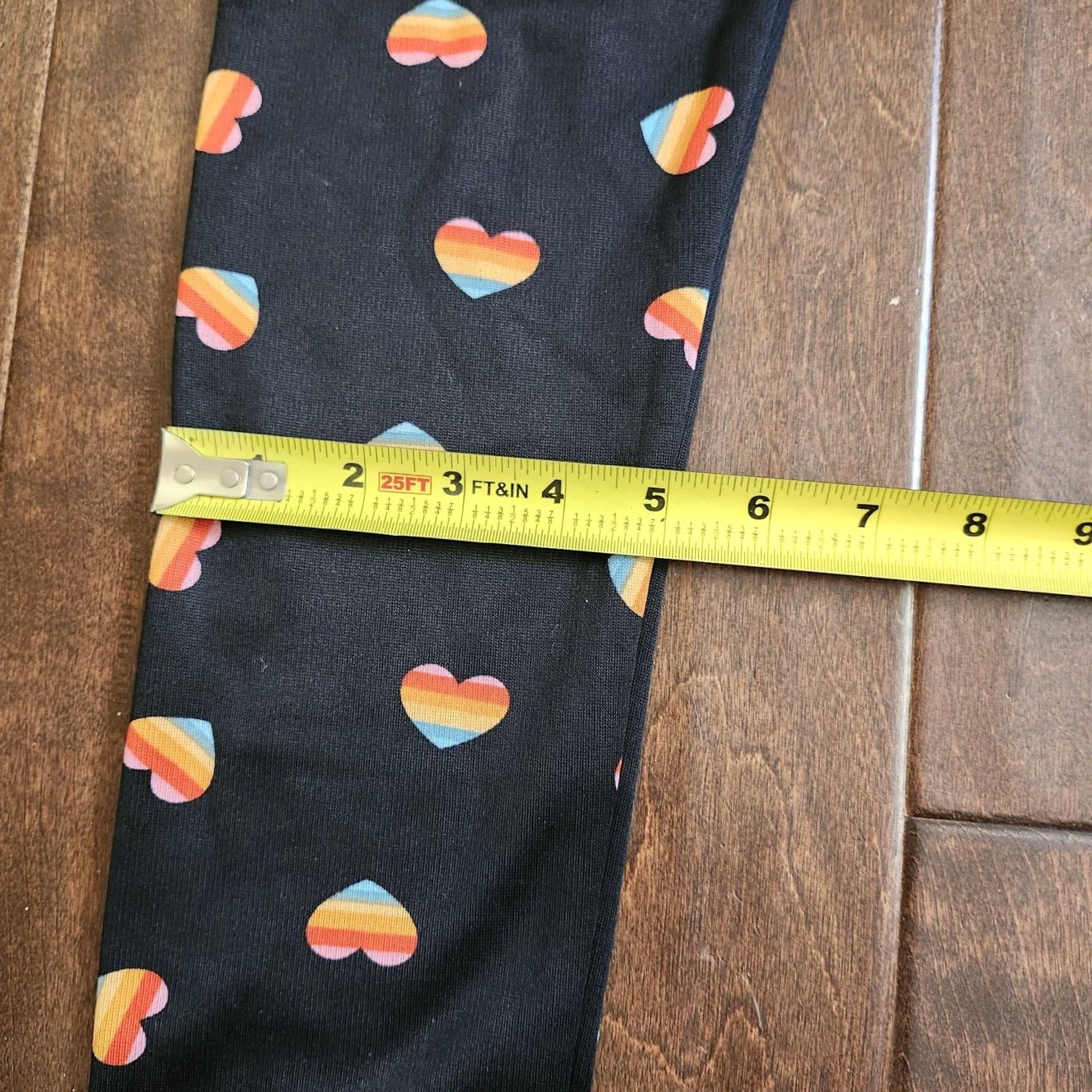 Rainbow Serra Women's Leggings - Black Rainbow Heart - M - Ankle - Polyester Spandex - Regular - Machine Washable - Casual Travel - Heart Pattern - Women Size 32" / US 10 / IT 46 - 7 Thumbnail