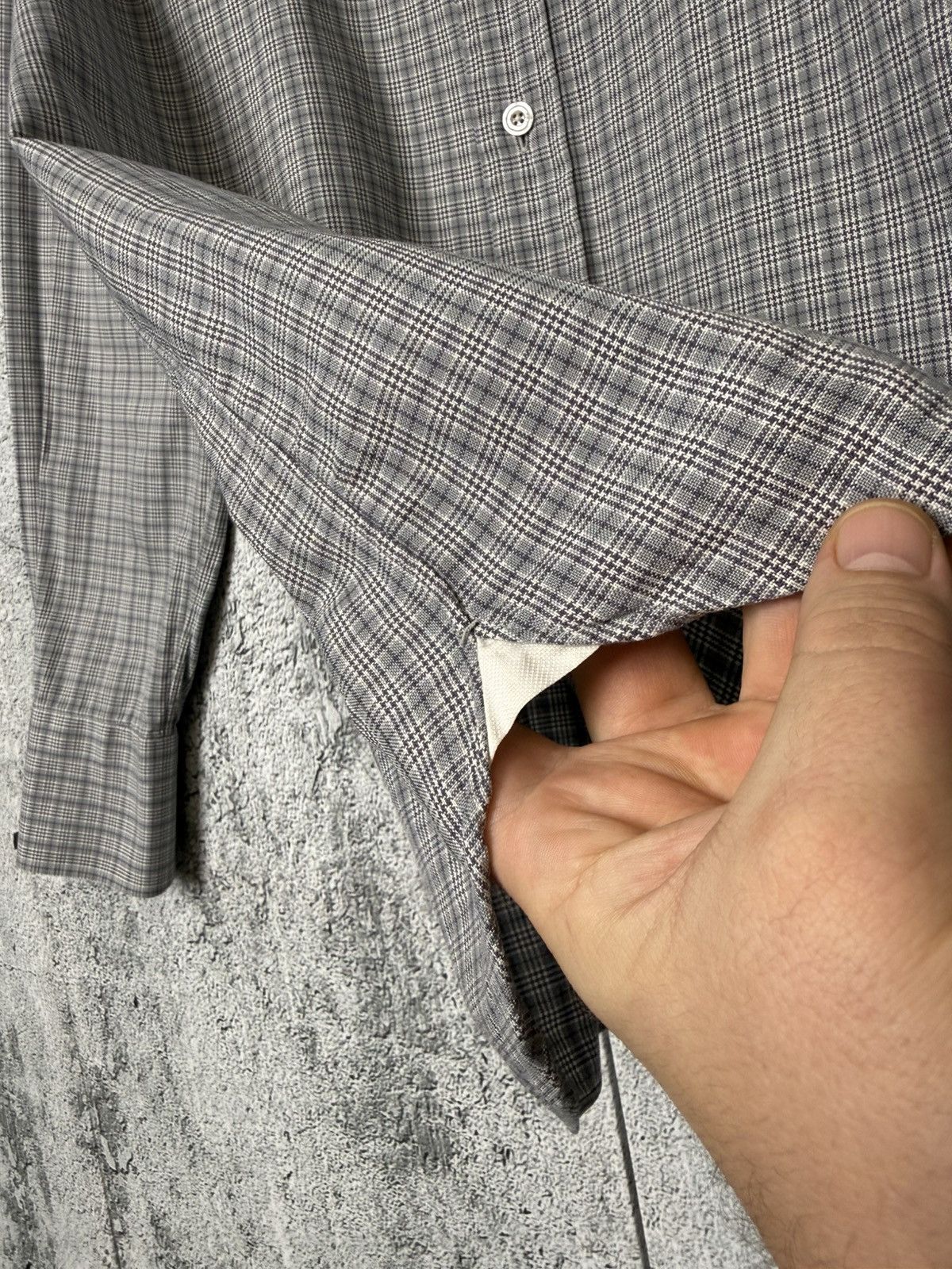 Tom Ford Tom Ford 94S1JE Grey Plaid Button Up Shirt Long Sleeve Men’s Size US L / EU 52-54 / 3 - 8 Thumbnail
