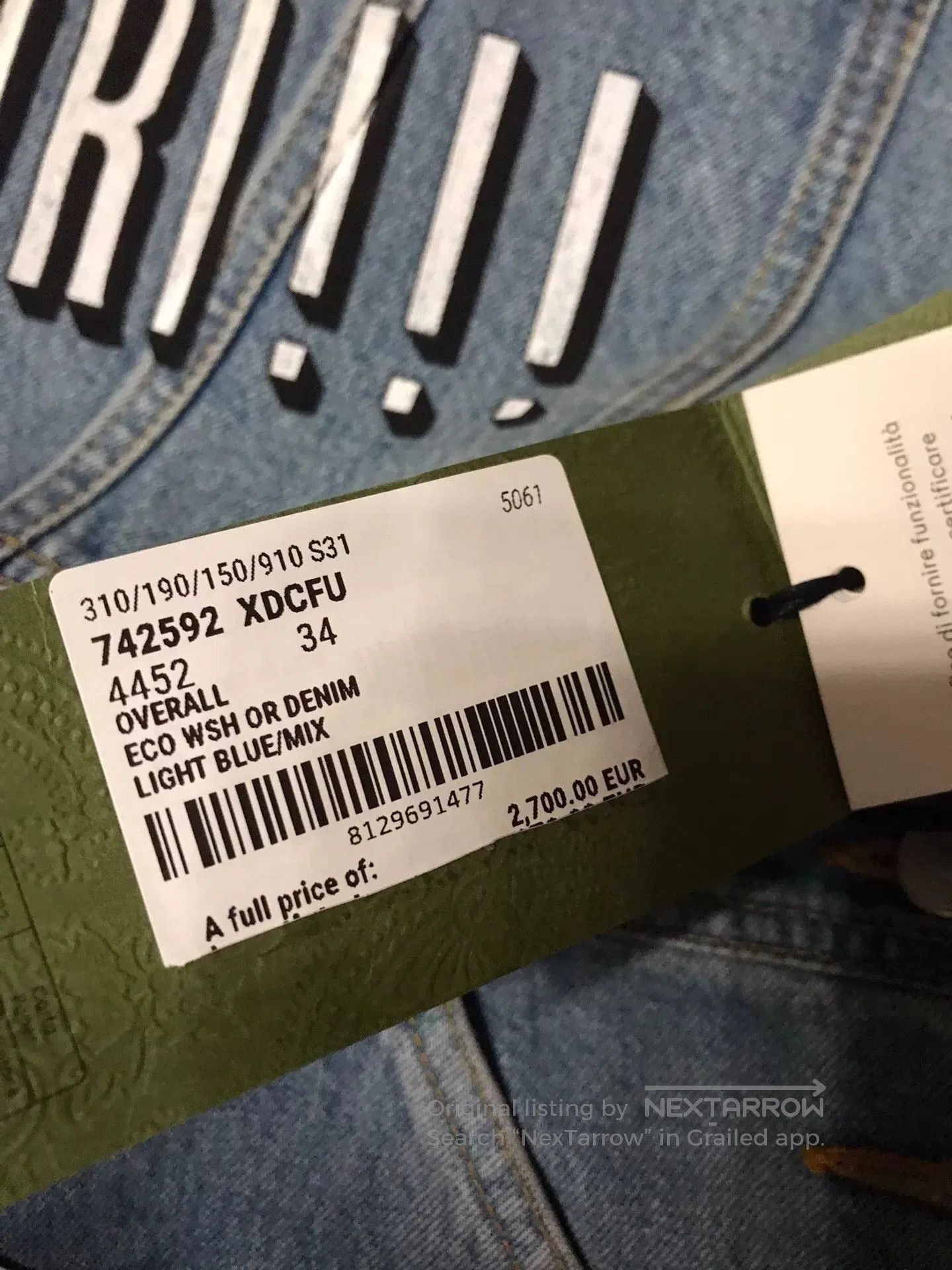 Gucci Gucci Light Blue Logo Denim Overalls. Size 33" - 6 Thumbnail