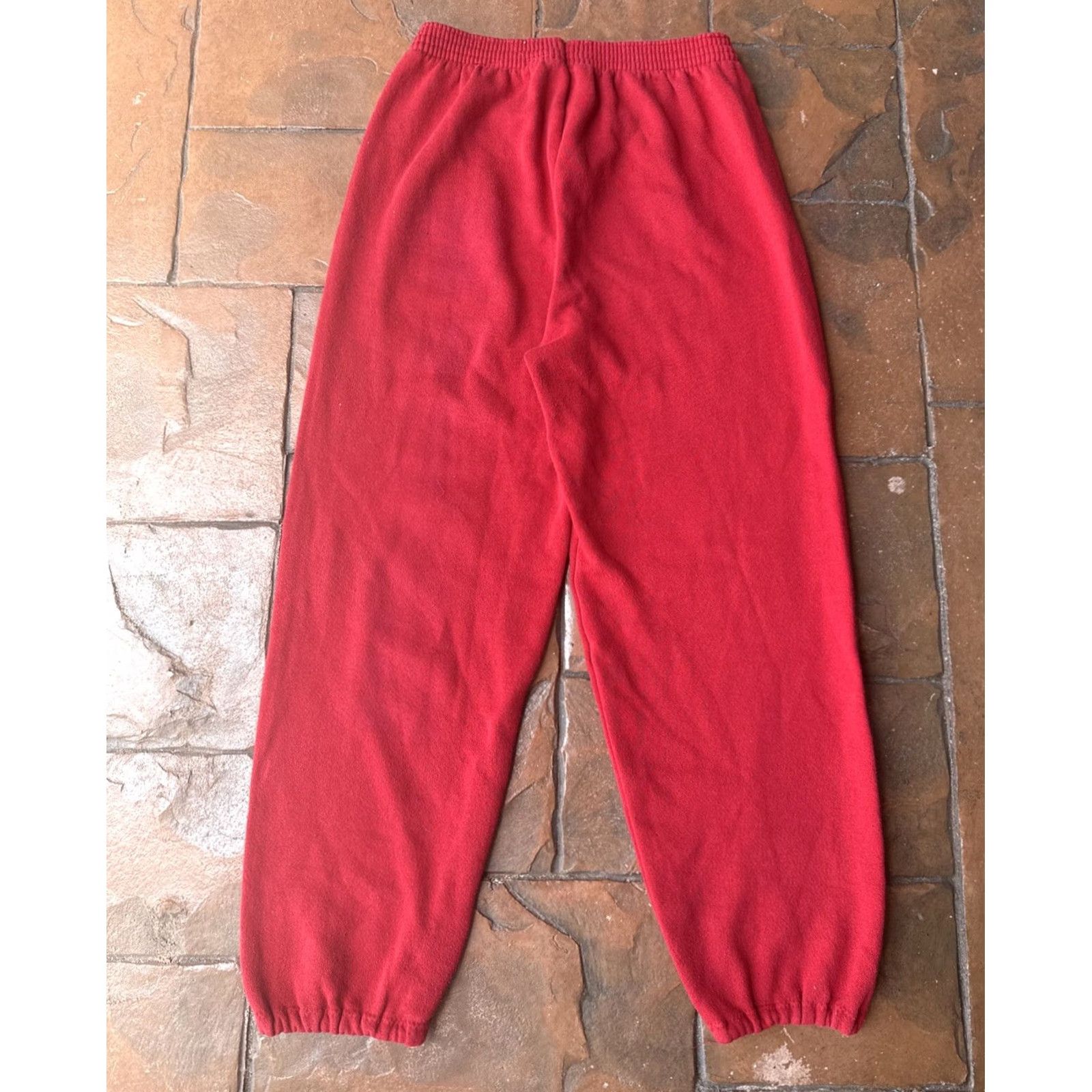 Disney VINTAGE Disney Mickey Mouse Jogger Sweatpants Unisex Adults Medium Red USA Sweatpants 80s Logo USA Cotton Polyester Fleece Elastic Waist Inseam 28 in Size US 31 - 3 Thumbnail
