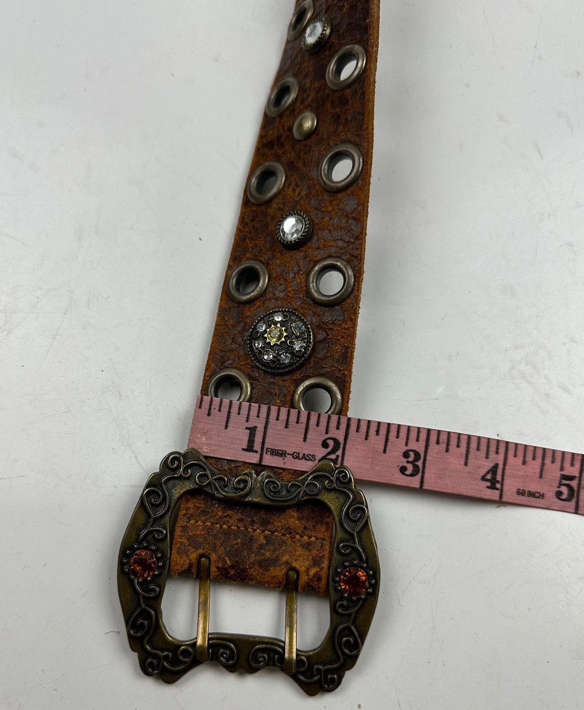 Japanese Brand distressed studded leather belt tc3 Size 34 - 5 Thumbnail
