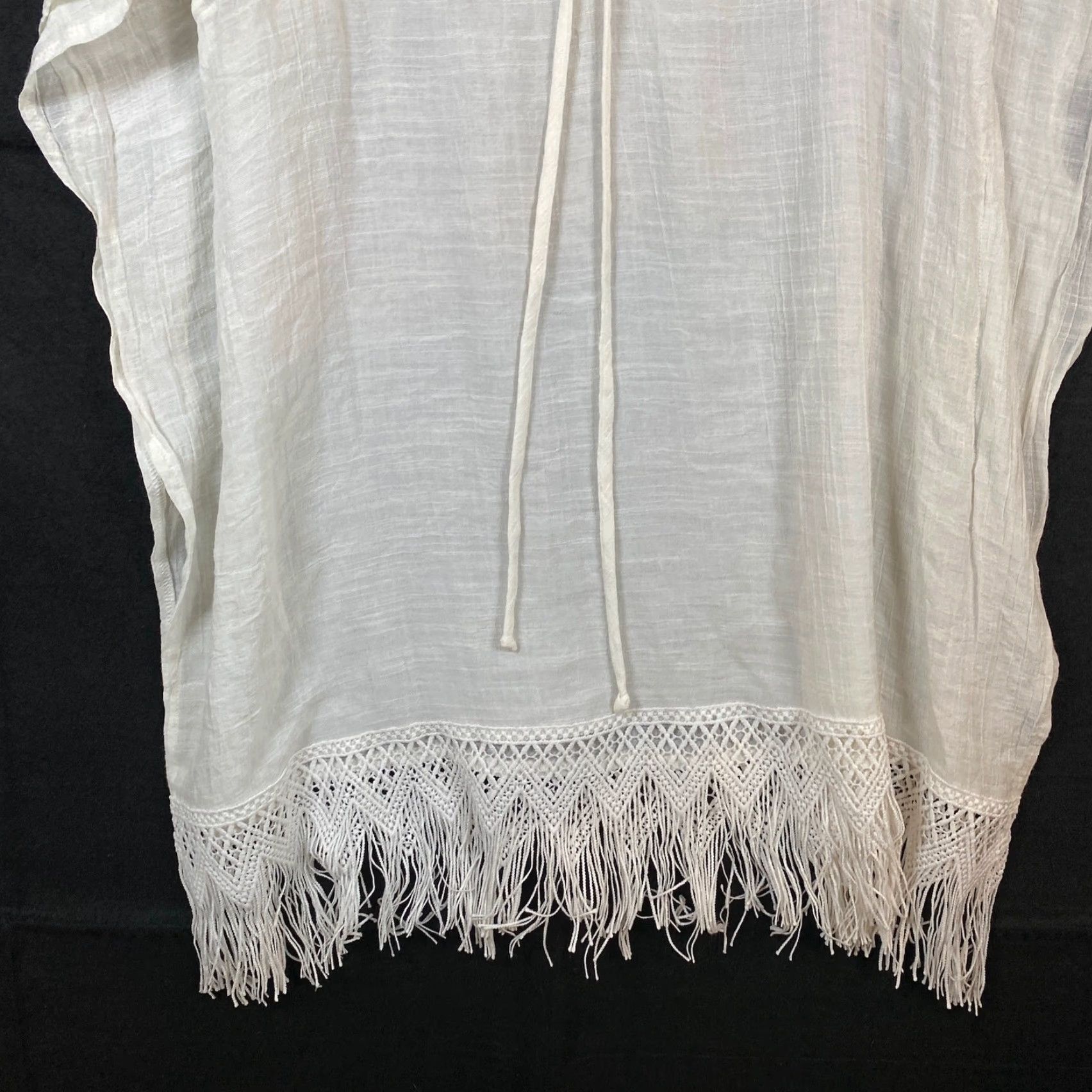 Vintage VINTAGE Knox Rose Womens Sweater Cream Poncho Shawl V-Neck Fringe Boho XS Size XS / US 0-2 / IT 36-38 - 5 Thumbnail