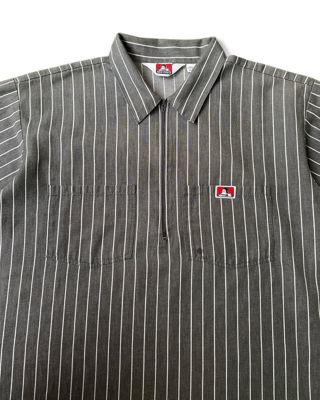 Ben Davis Vintage 1990’s Ben Davis Striped S/S Halfzip Work Shirt Size US XL / EU 56 / 4 - 2 Thumbnail
