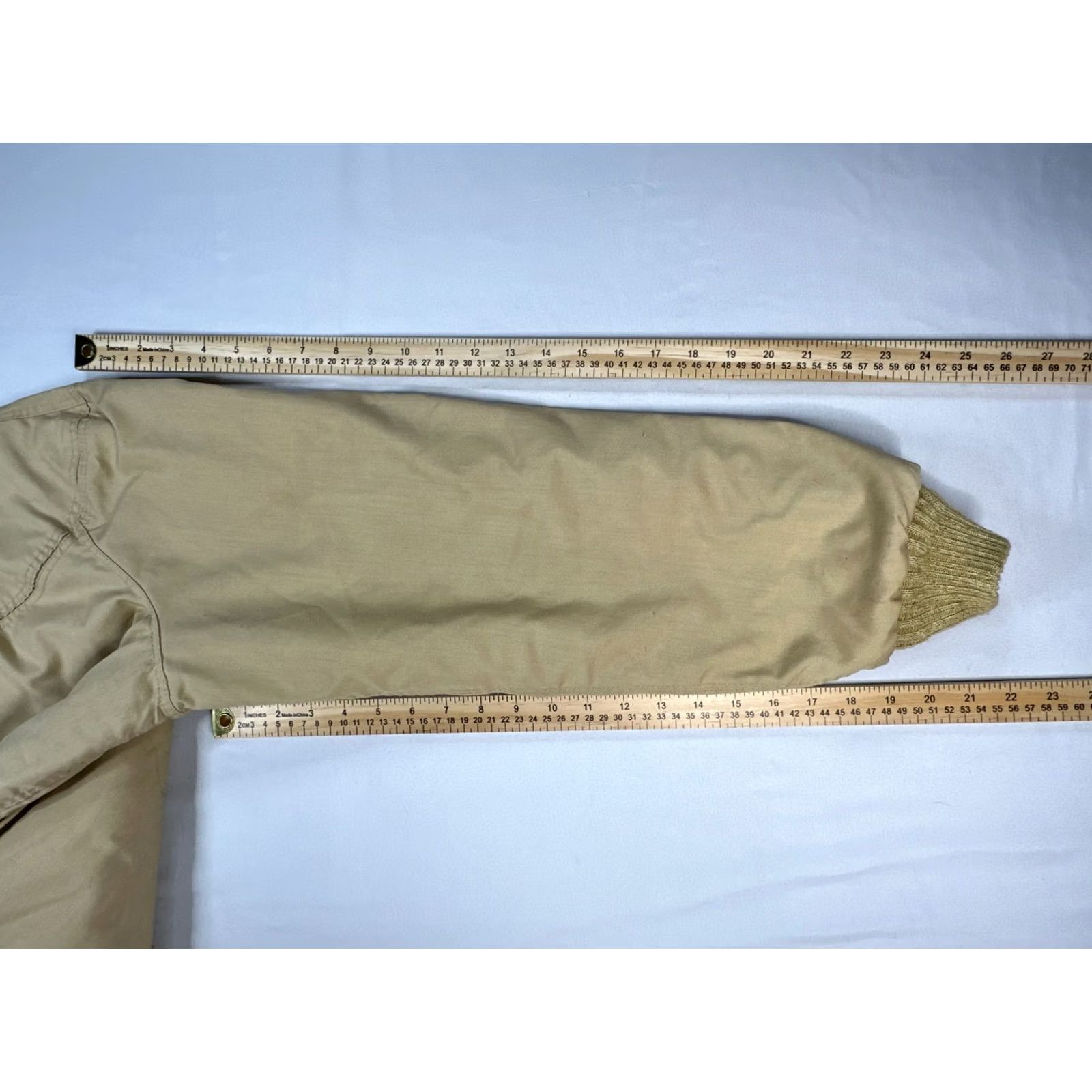 Catalina VINTAGE Varsity by Catalina Bomber Jacket Long Zip Quilted Inlay Khaki Tan 44 Long Men Jacket Size US S / EU 44-46 / 1 - 3 Thumbnail