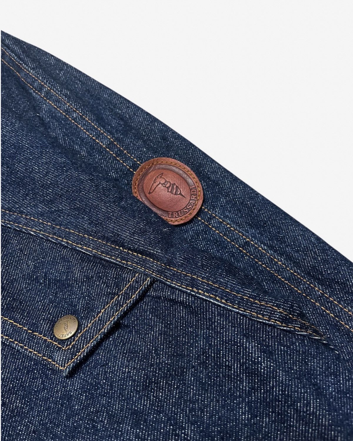 Trussardi 1980s Double Breasted Japanese Denim Blouson Jacket Size US XL / EU 56 / 4 - 8 Thumbnail