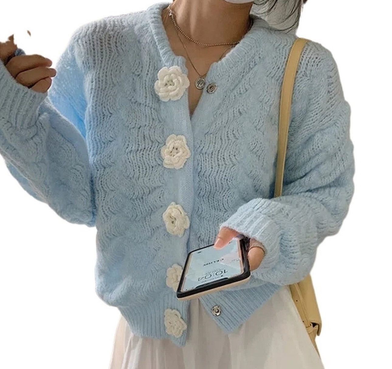 Vintage Floral women’s Cardigan blue with white flowers size M Size M / US 6-8 / IT 42-44 - 1 Thumbnail