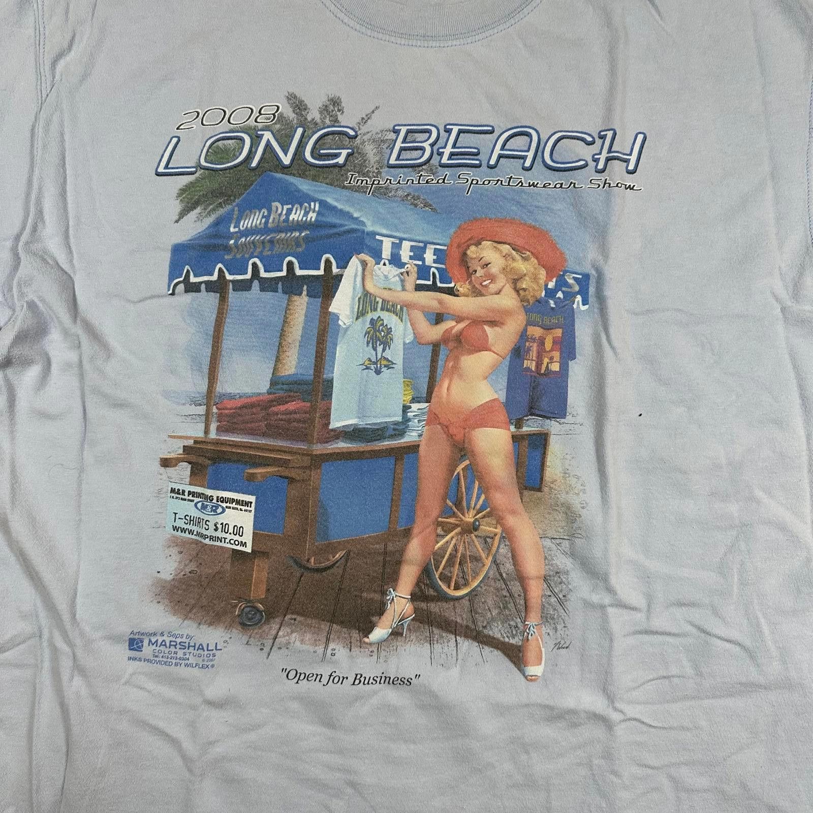 Jerzees Jerzees Men T-Shirt XL Blue 2008 Long Beach Pin-Up Graphic Size US XL / EU 56 / 4 - 3 Thumbnail
