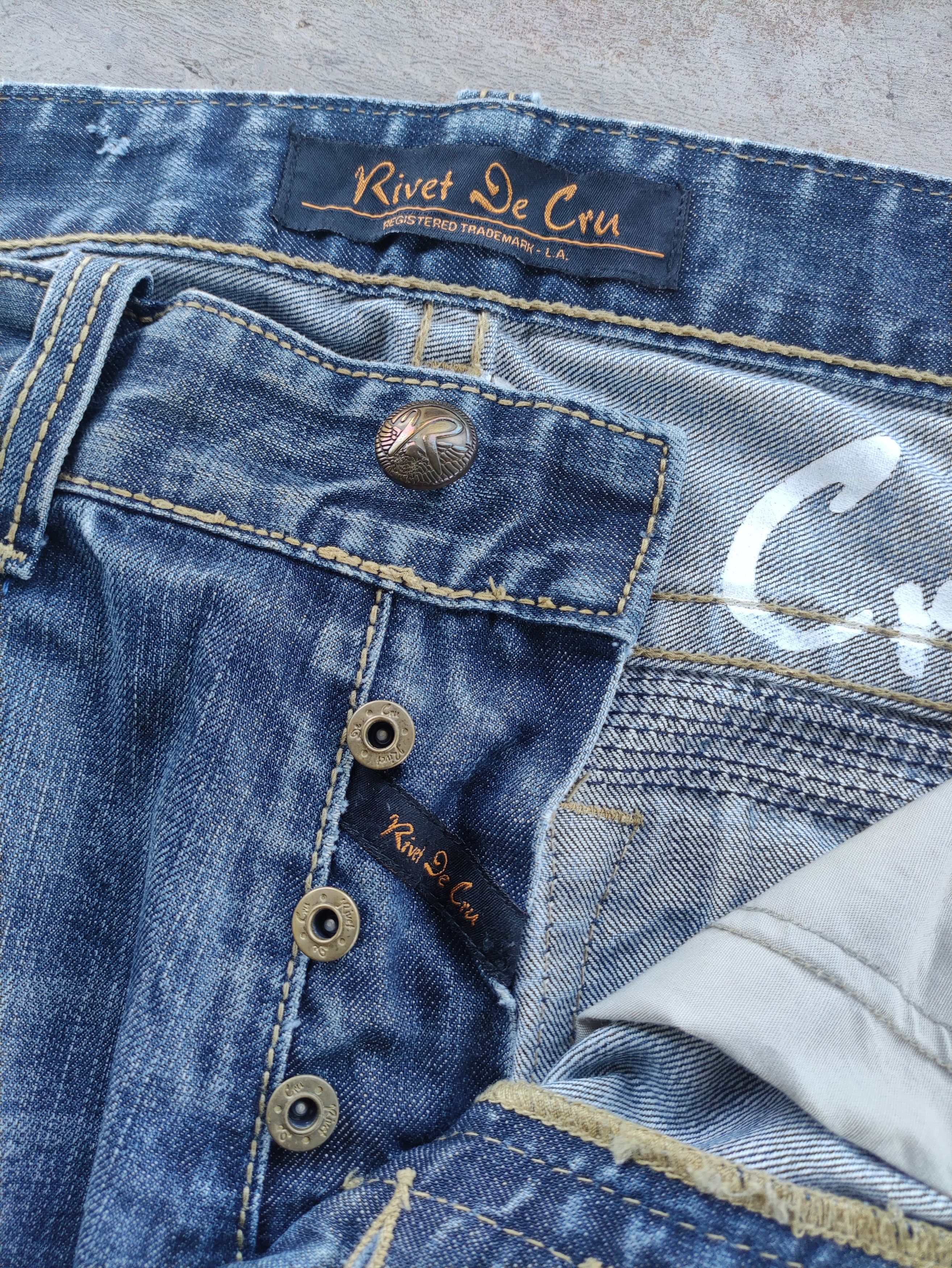 Japanese Brand Vintage Rivet De Cru Button Baggy Jean Distressed Faded Size US 40 / EU 56 - 5 Thumbnail