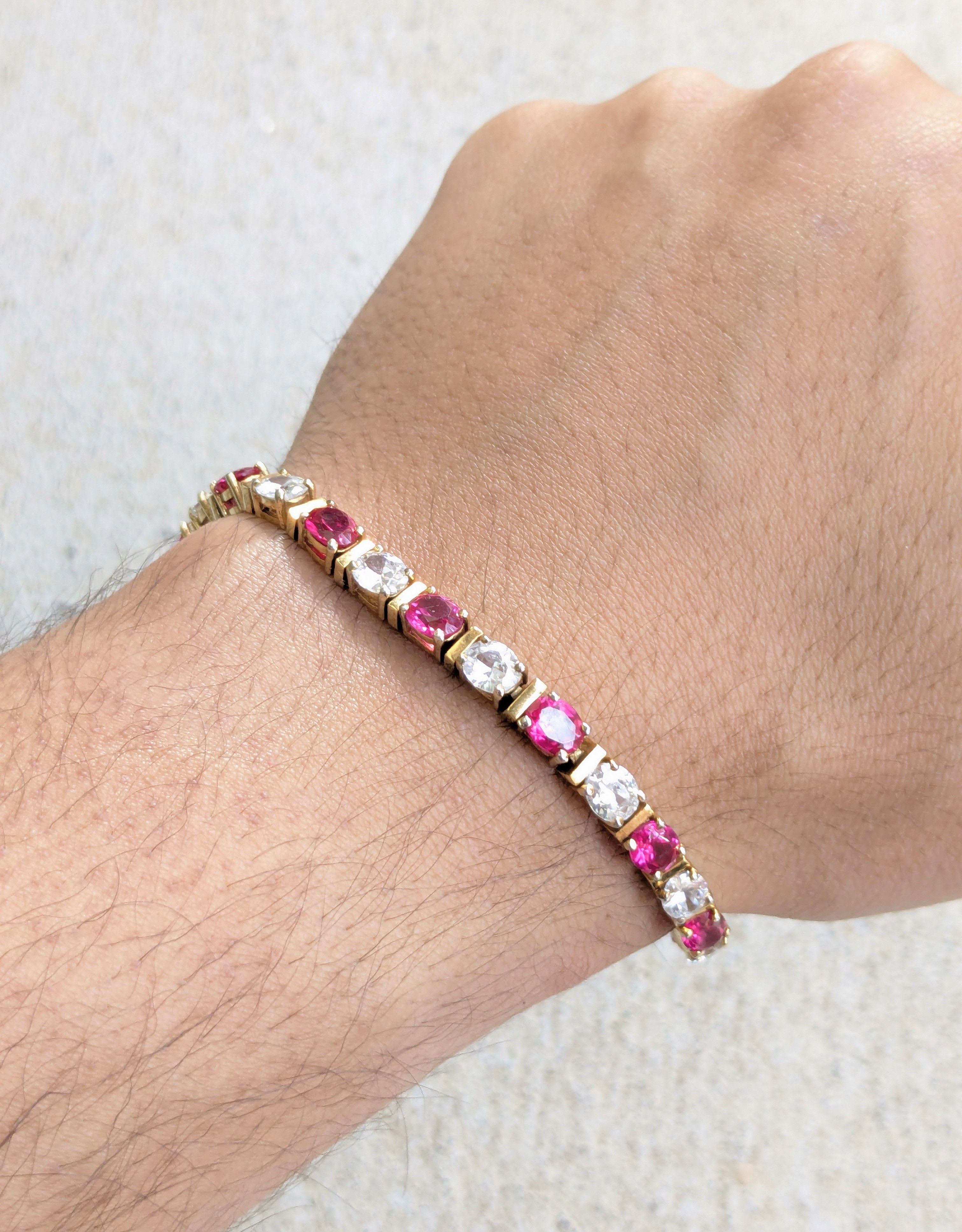 Sterling Silver Sterling Silver Tennis Bracelet Ruby CZ 7.25 Gold Vermeil Size ONE SIZE - 11 Thumbnail