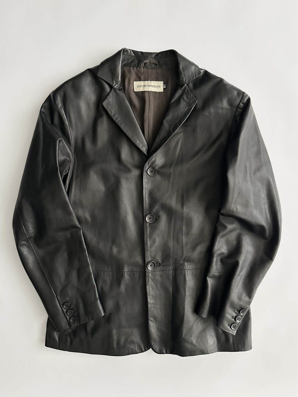 Emporio Armani Emporio Armani Leather Blazer Size US M / EU 48-50 / 2 - 1 Thumbnail
