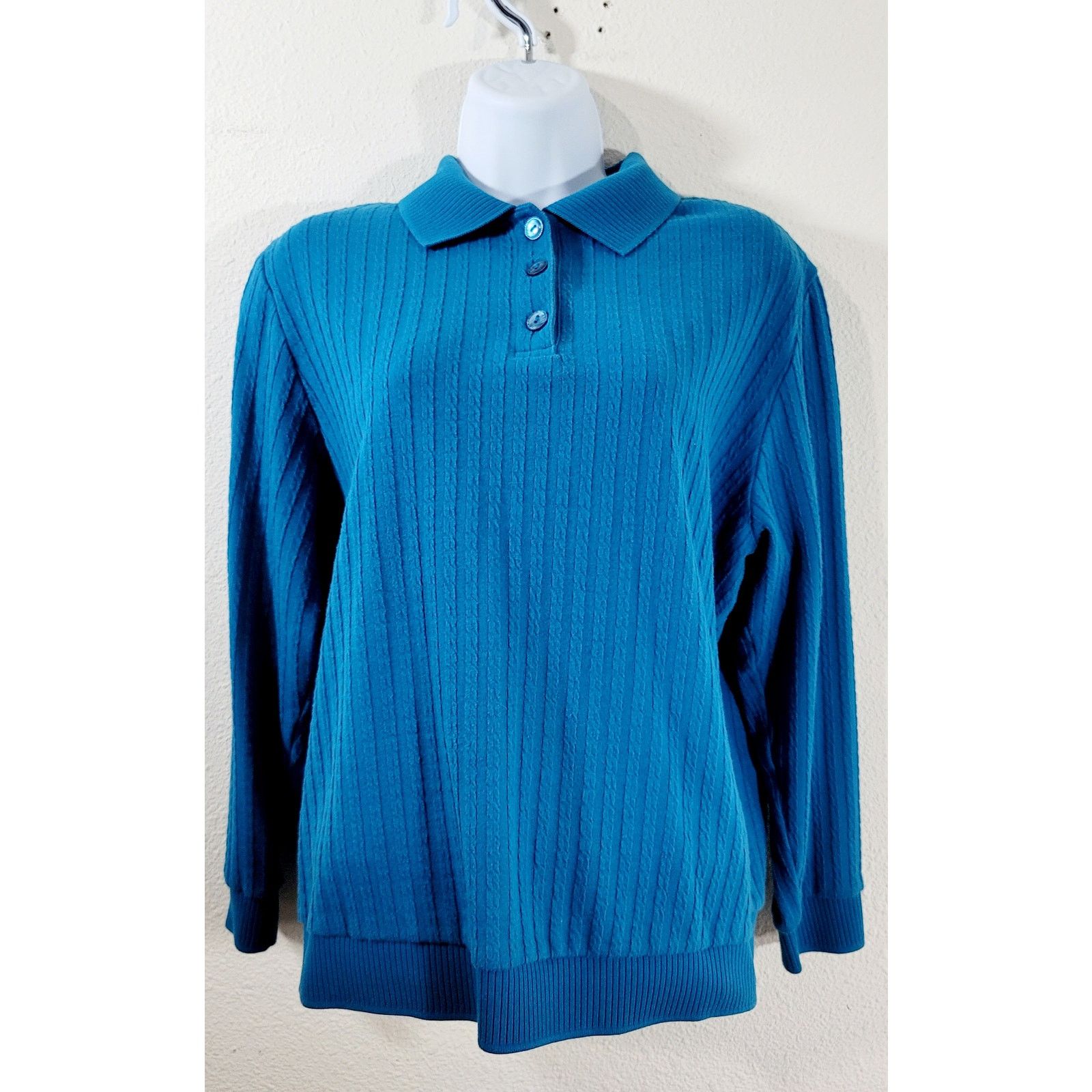 Other Draper's & Damon's Blue 3 Button Henley Collard Top Large Size L / US 10 / IT 46 - 1 Thumbnail