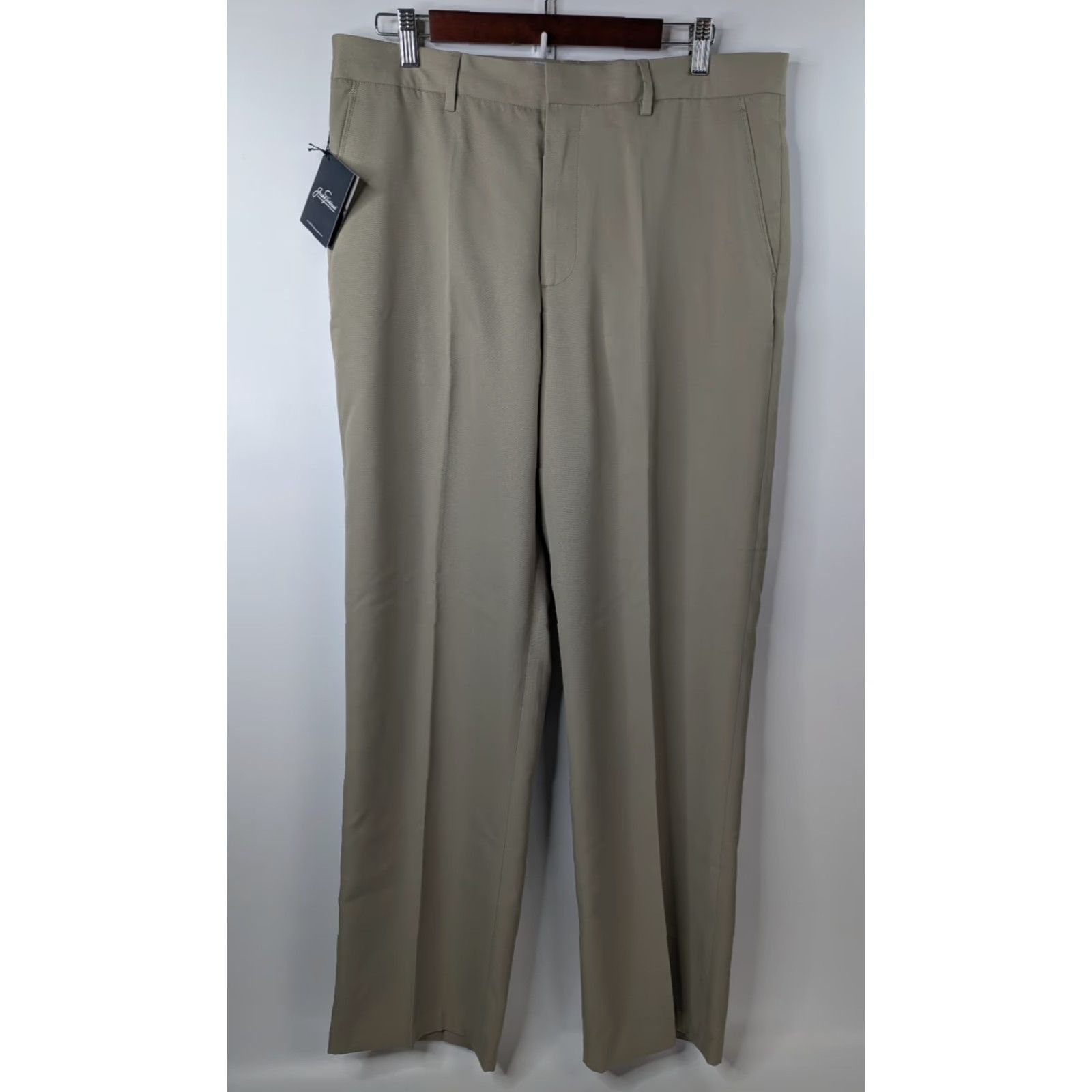 Vintage NWT Jack Nicklaus Performance Men's Khakis Taupe Pleated Golf Dress Pants 36W Regular Inseam 32" Size US 36 / EU 52 - 2 Thumbnail