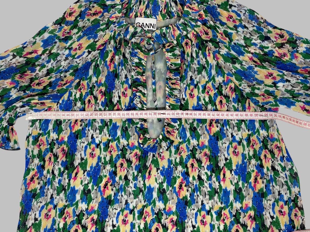 Ganni 🔥 GANNI FLORAL BLOUSE RIBBED BREATHABLE Y2K PARIS AESTHETIC Size XS / US 0-2 / IT 36-38 - 22 Thumbnail