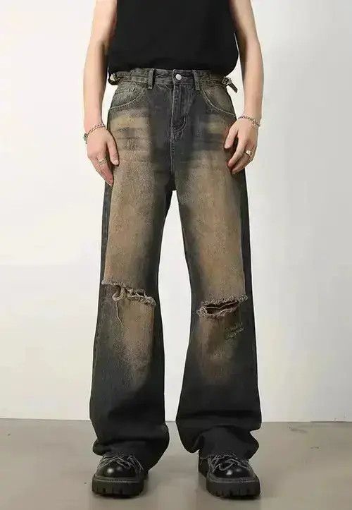 Japanese Brand Retro distressed nostalgic rust raw edge ripped jeans Size US 32 / EU 48 - 3 Thumbnail