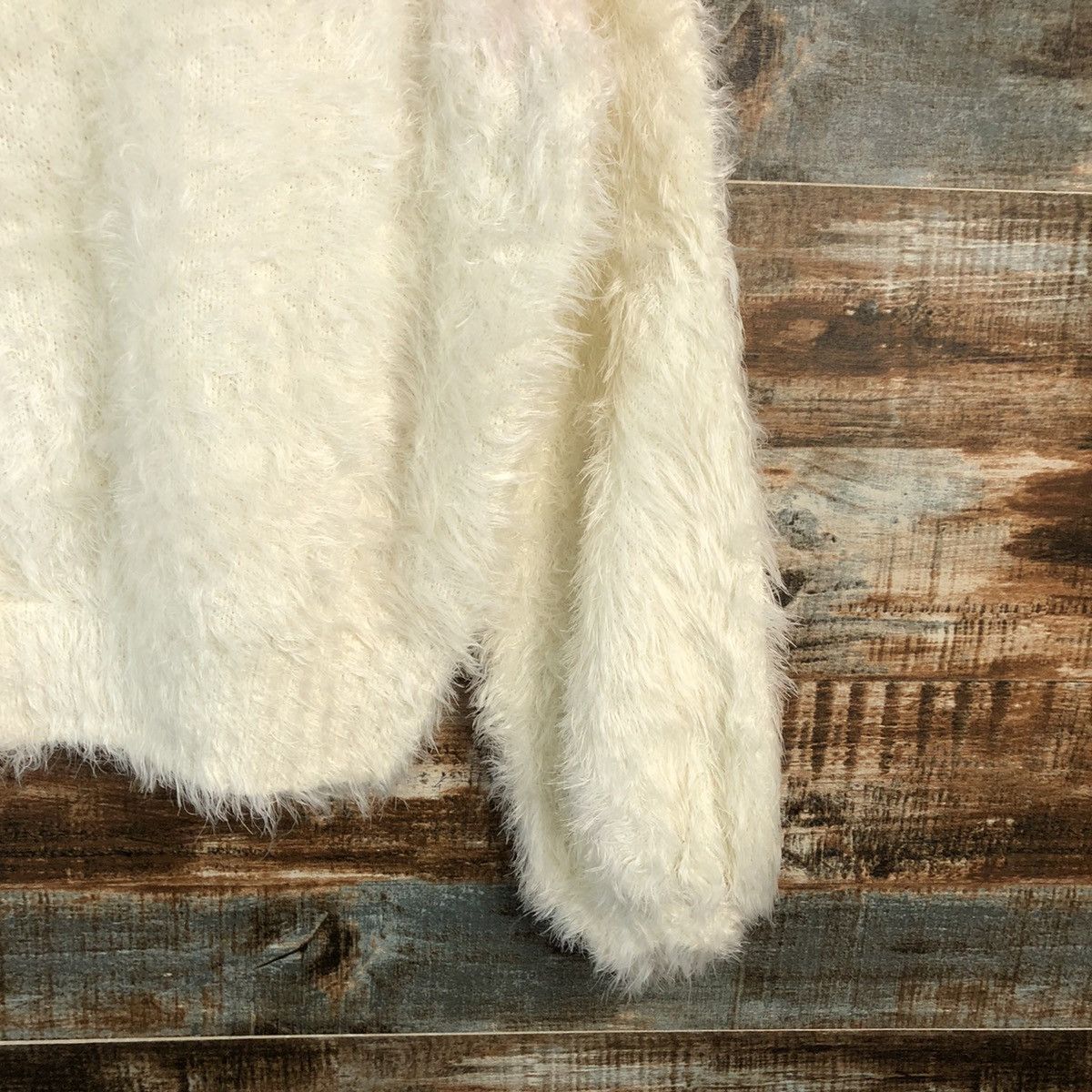 Homespun Knitwear DLL Heather White fur shaggy Mohair Knitwear #C235 Size S / US 4 / IT 40 - 8 Thumbnail