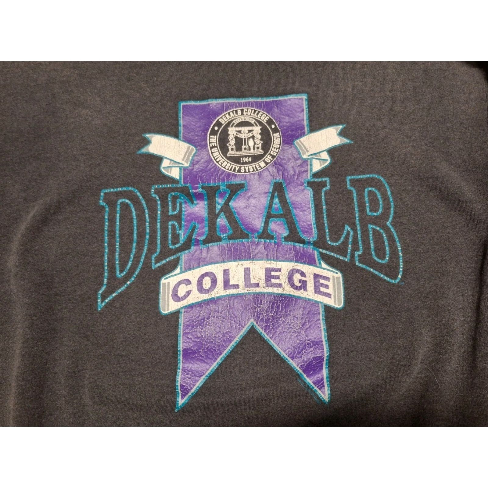 Vintage VINTAGE 90s Dekalb College Sweatshirt XL Georgia Perimeter University Faded GSU Logo Men Black University Theme Size US XL / EU 56 / 4 - 5 Thumbnail