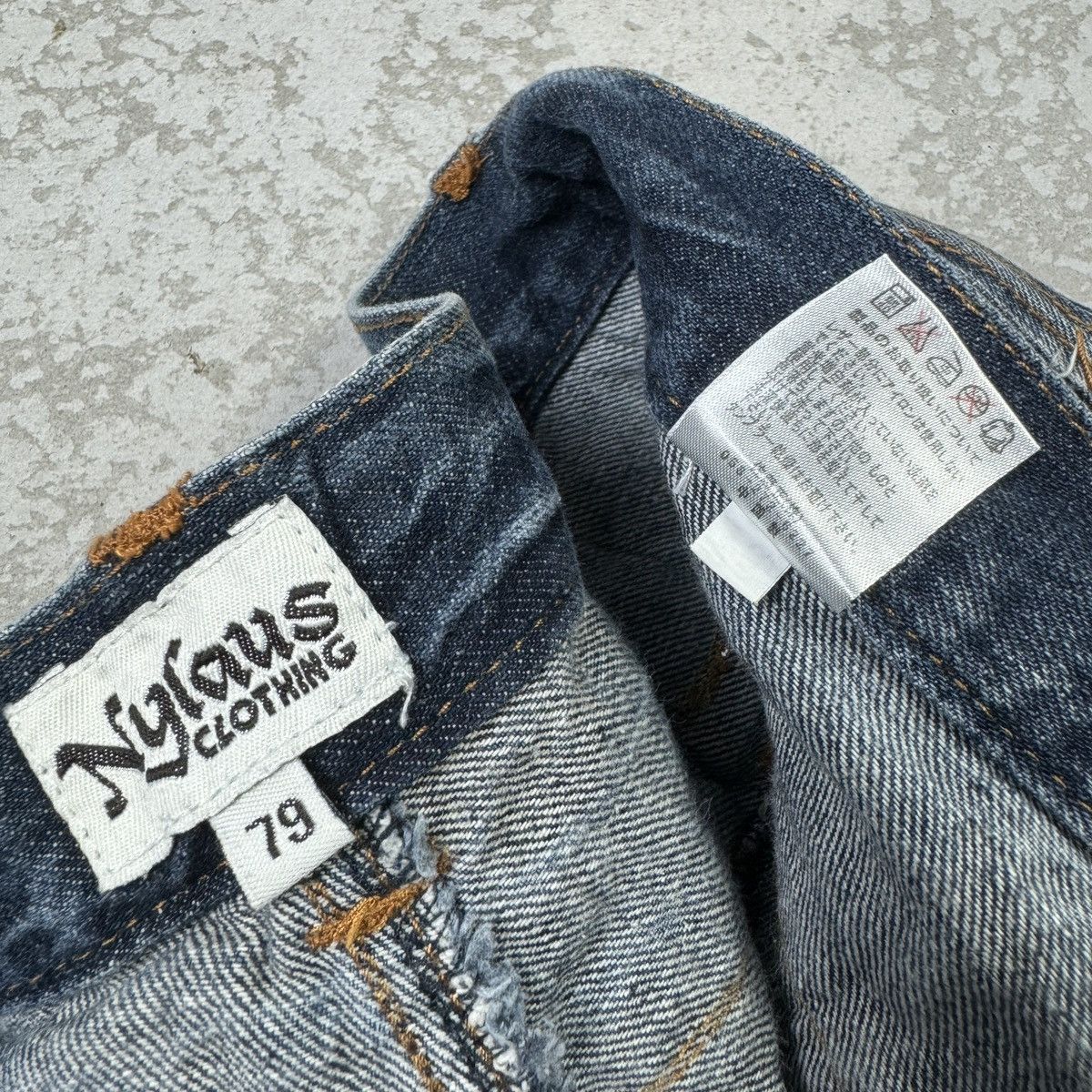 Japanese Brand Double Waist - 2000s Nylaus Crazy Jeans Size US 31 - 8 Thumbnail