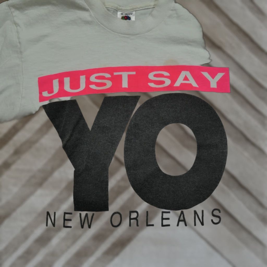 Vintage VINTAGE New Orleans T Shirt Adult Medium White Just Say Yo 90s Art Graphic Print Cotton Logo Mens Size US M / EU 48-50 / 2 - 1 Thumbnail