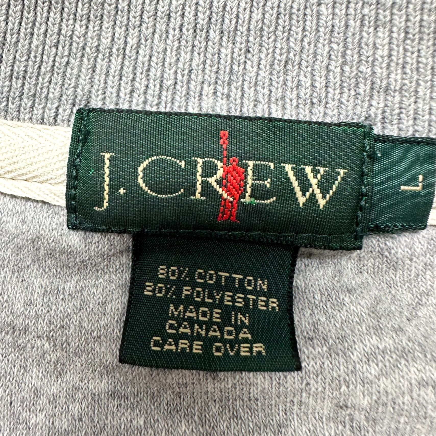 J.Crew VINTAGE J.CREW Pullover Sweatshirt 1/4 Zip Mens L Grey 90s Preppy Mock Neck Fleece Polyester Cotton Size US L / EU 52-54 / 3 - 4 Thumbnail