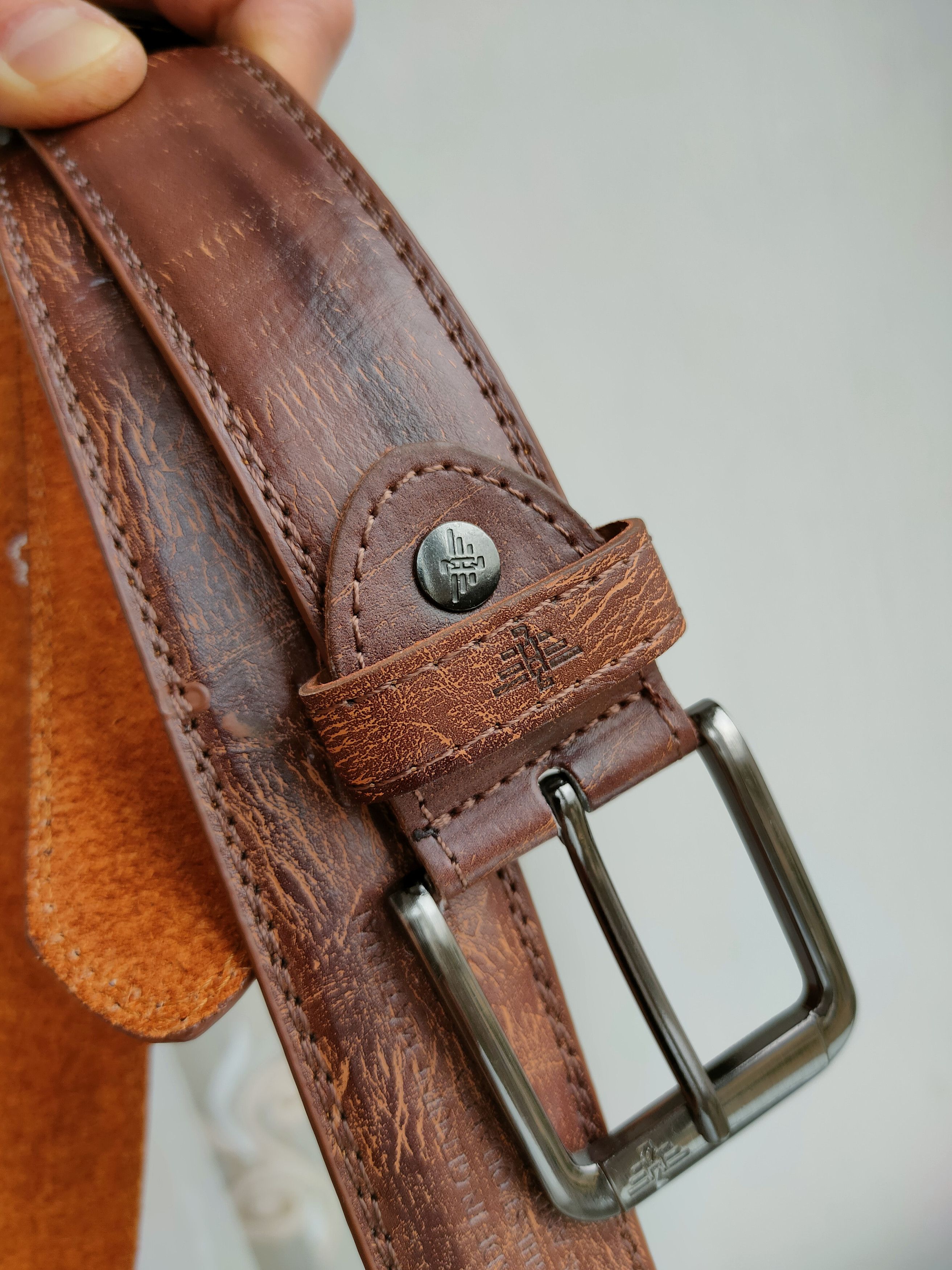 Genuine Leather Vintage Leather Belt Eagle Italy Design Men's Leather Belt Size ONE SIZE - 2 Thumbnail