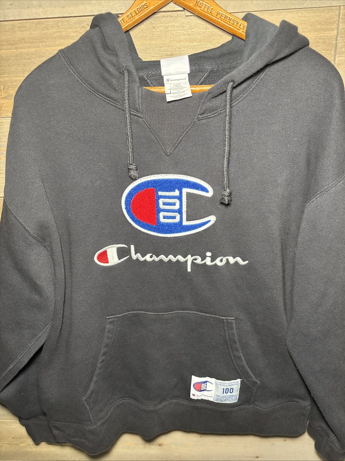 Champion Champion Powerblend Men's Hoodie, Script Logo - Black, XL Size US M / EU 48-50 / 2 - 6 Thumbnail