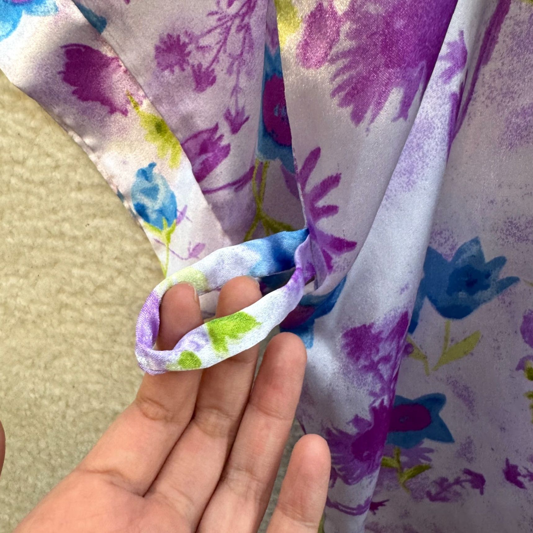 Vintage VINTAGE Slip Dress Kimono Robe Set Large Purple Floral Satin Lingerie Chemise Size L / US 10 / IT 46 - 6 Thumbnail