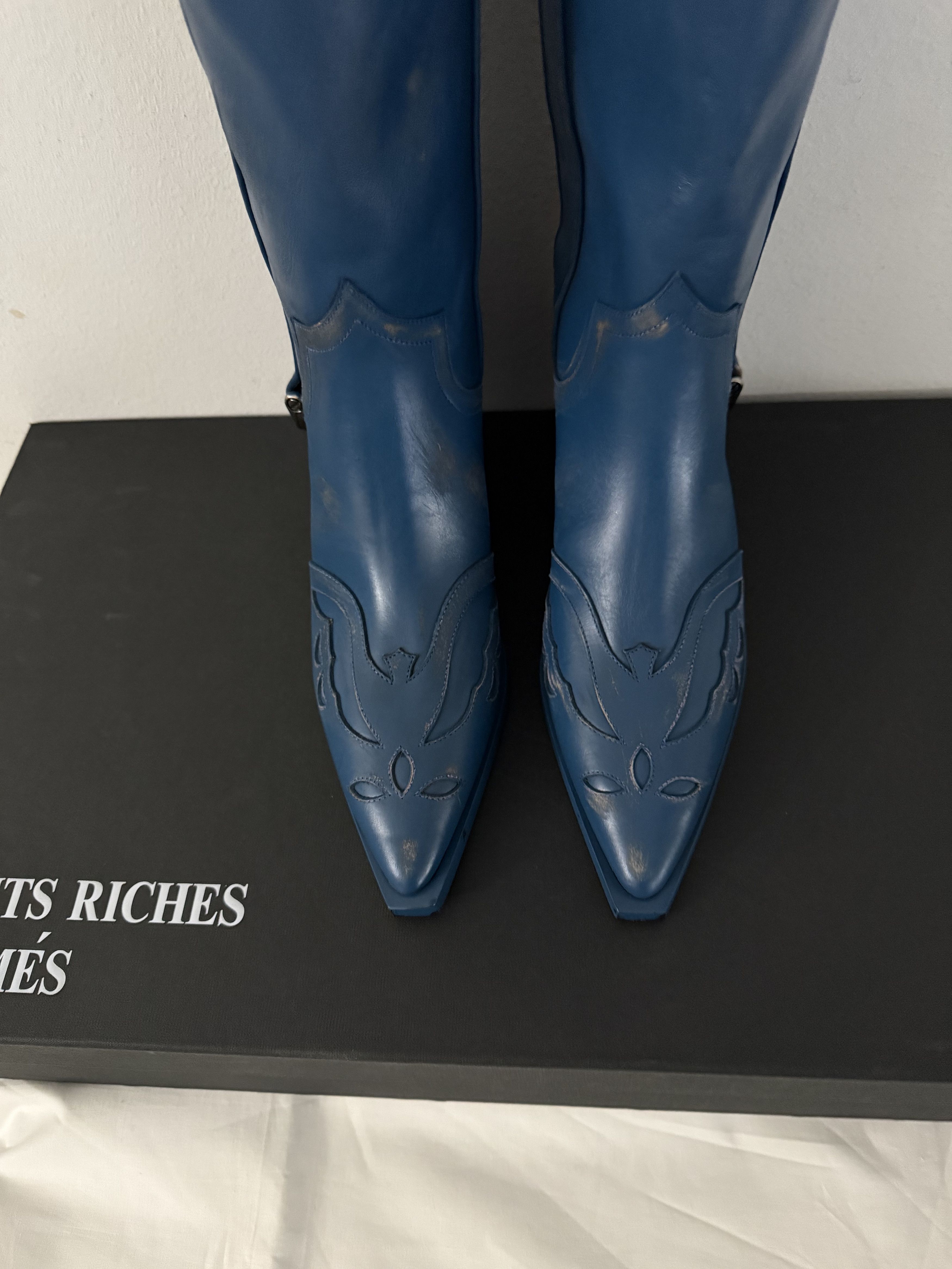 Enfants Riches Deprimes Distressed Leather Cowboy Boots Size US 9 / EU 42 - 4 Thumbnail
