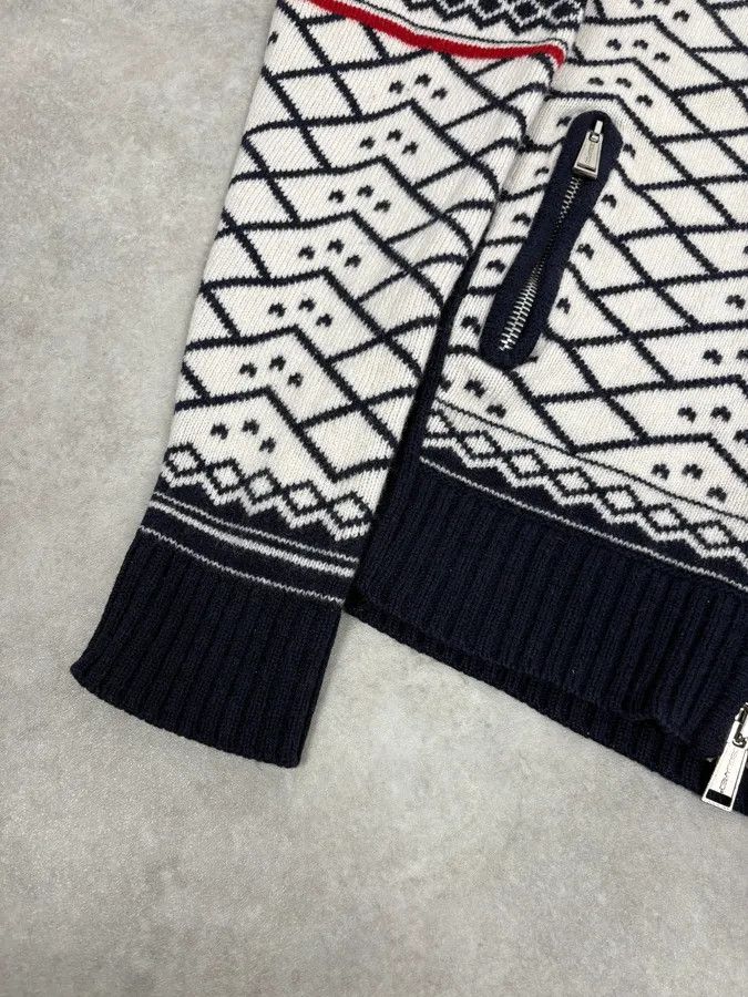 Dsquared2 FW2008 Dsquared2 Navy & White Wool Geometric Knit Zip-up Sweater Size US M / EU 48-50 / 2 - 8 Thumbnail