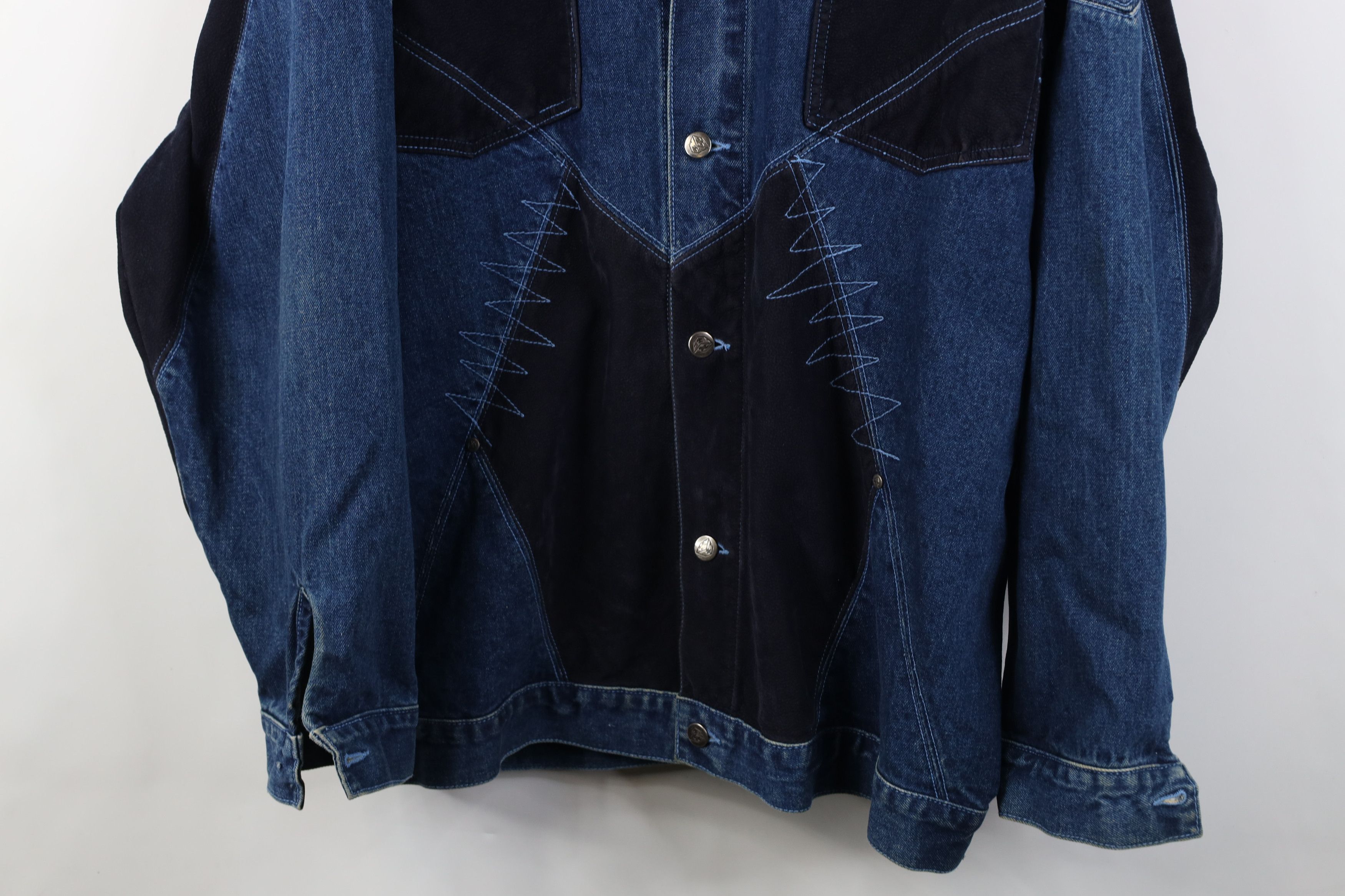 Vintage Vintage 90s Y2K Streetwear Block Baggy Denim Trucker Jacket Size US XXL / EU 58 / 5 - 3 Thumbnail
