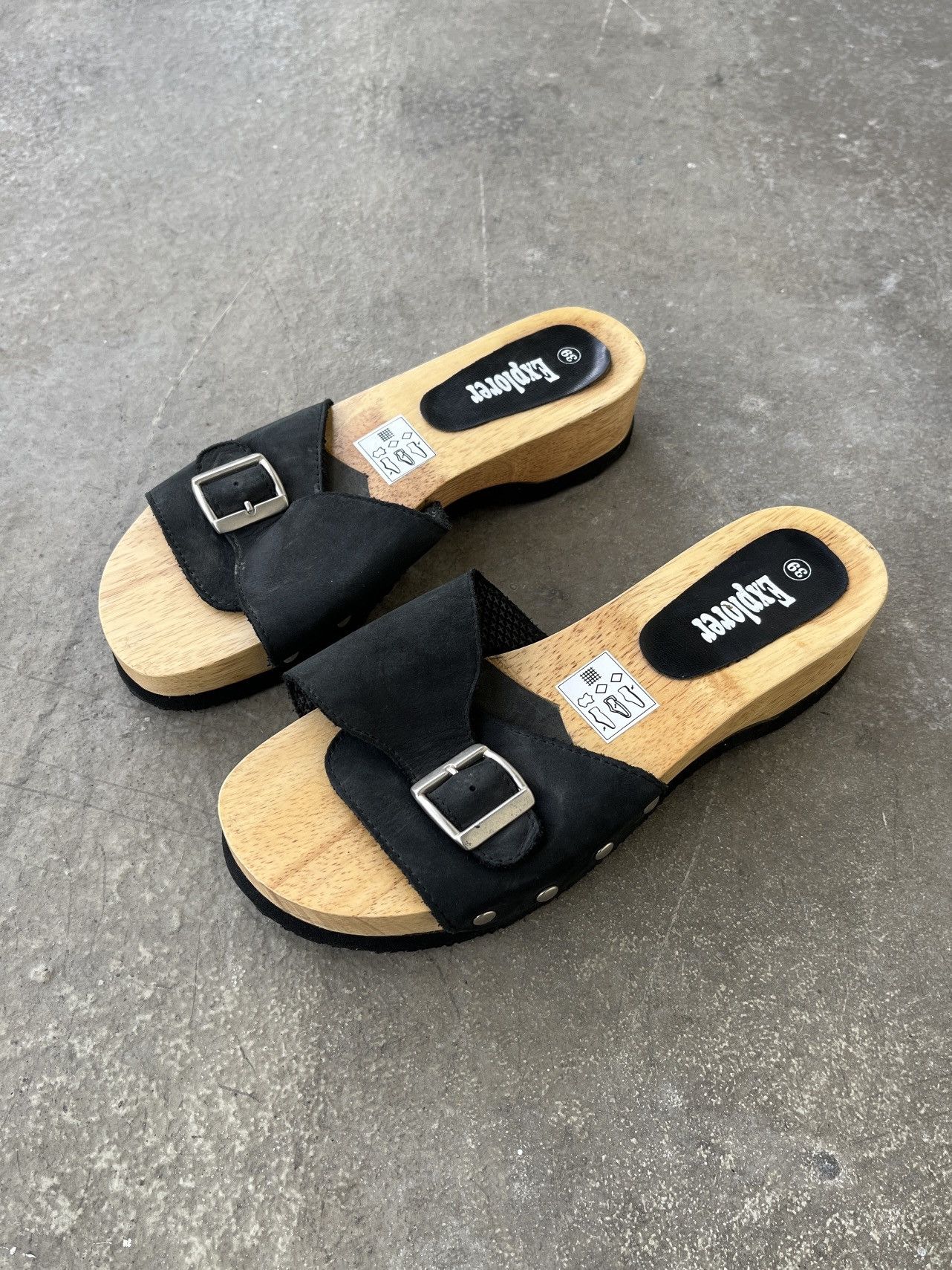 Vintage y2k Wooden Mules Vintage Size US 8 / IT 38 - 1 Thumbnail