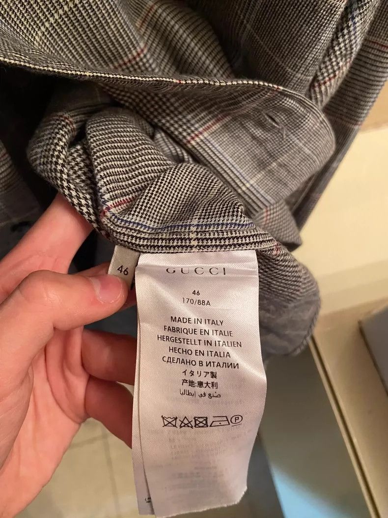 Gucci Gucci Limited edition gray Piggy embroidered wool plaid shi Size US S / EU 44-46 / 1 - 6 Thumbnail