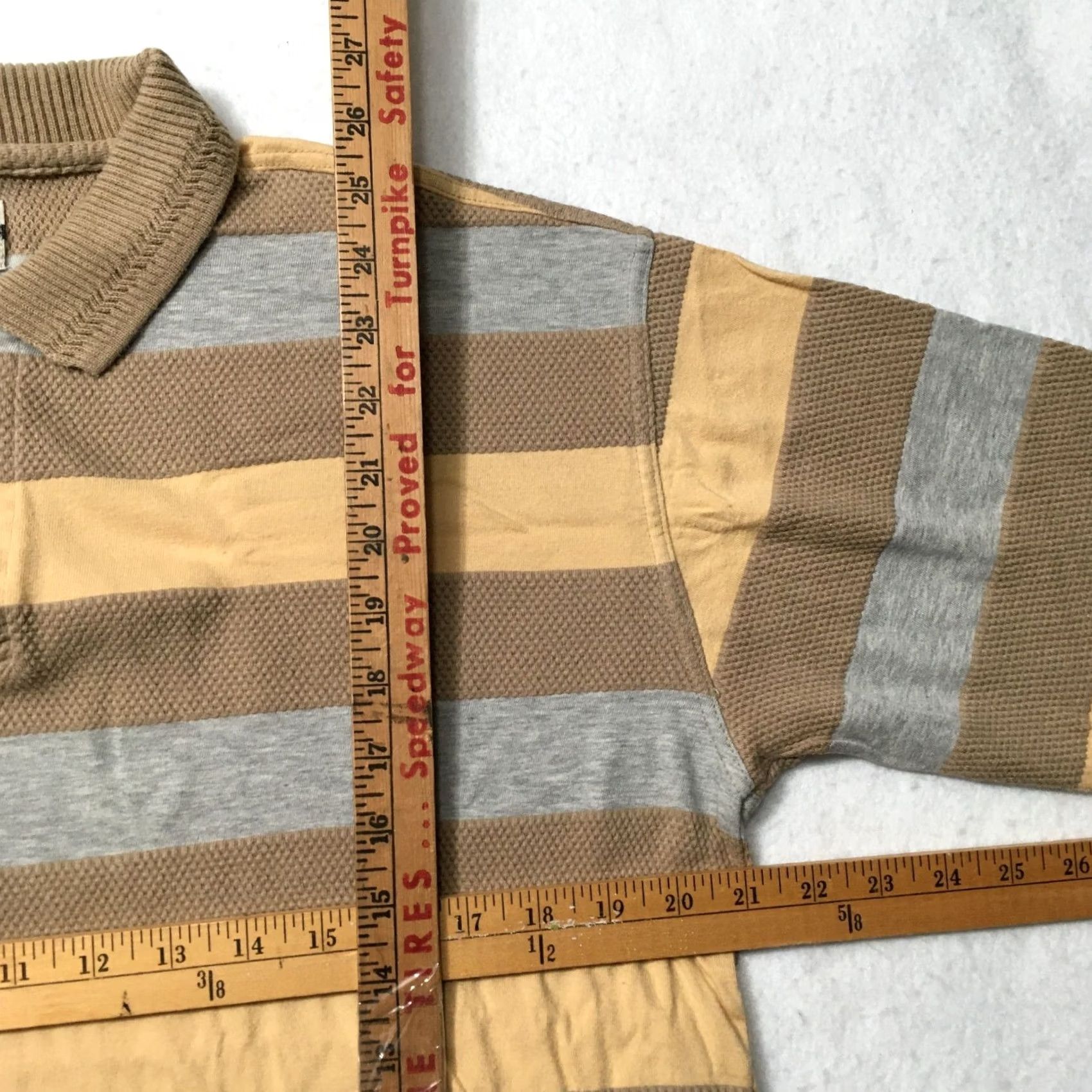 Review Review Polo Shirt Men Large beige Stripe Cotton Golf Size US L / EU 52-54 / 3 - 3 Thumbnail