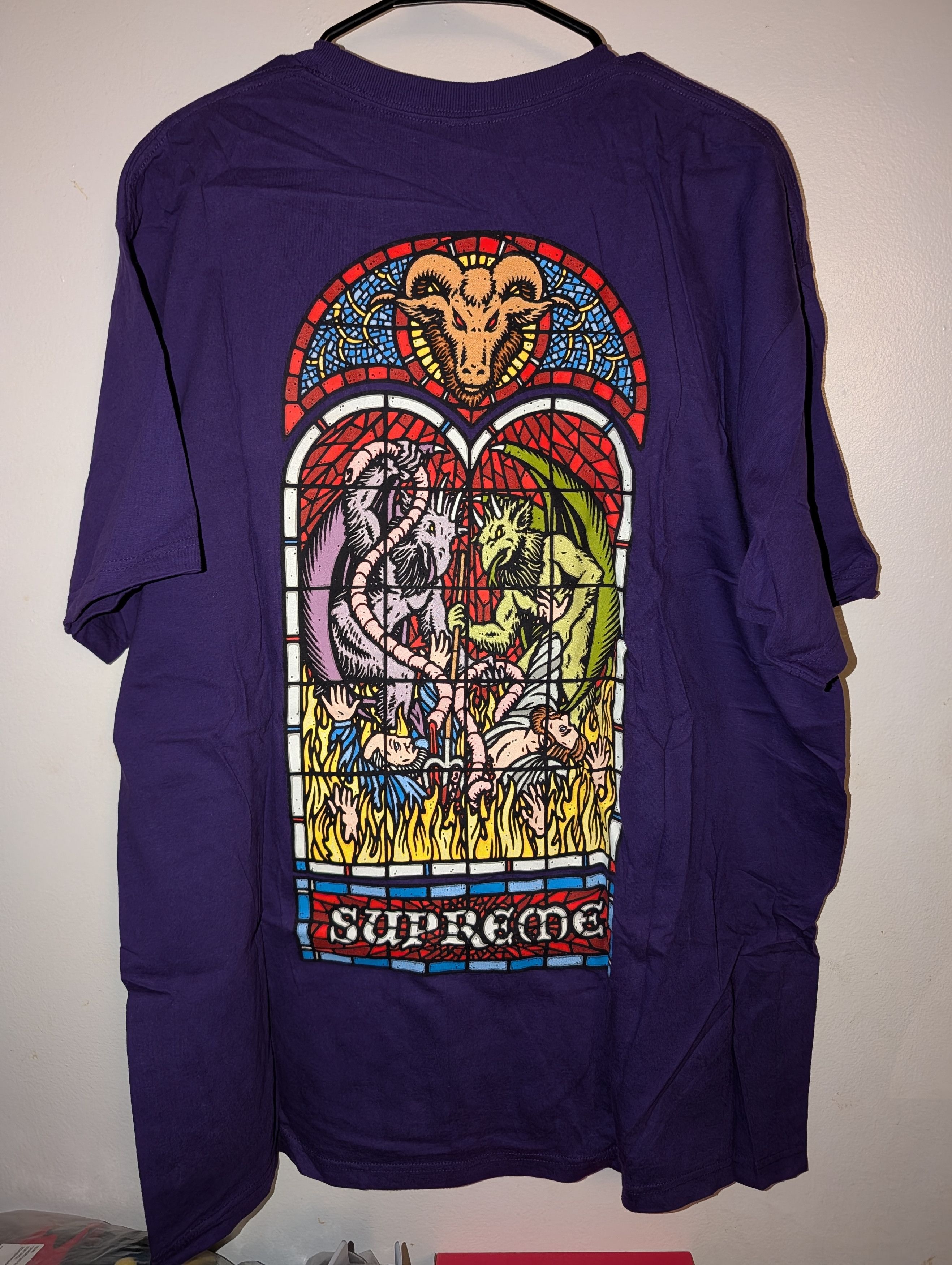 Supreme Supreme Worship Tee XL Purple Size US XL / EU 56 / 4 - 1 Thumbnail