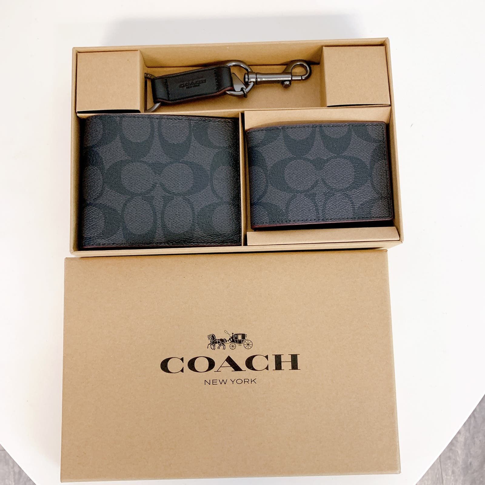 image of Coach 41346 Boxed 3 In 1 Wallet Gift Set In In Black Oxblood in Brown, Women's