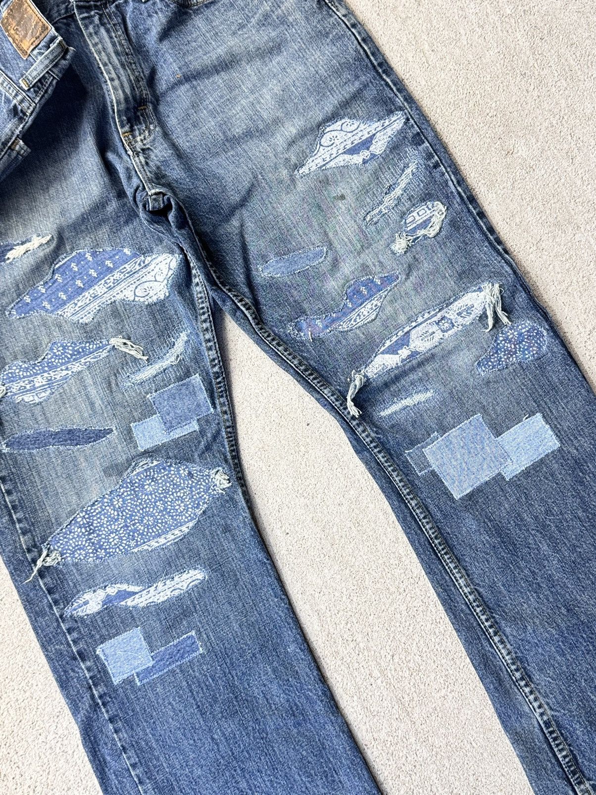 Japanese Brand × Lee × Levi's Vintage Clothing Vintage Lee Bootcut Jeans 32x31 Distressed Boro Repair Patch Size US 32 / EU 48 - 3 Thumbnail