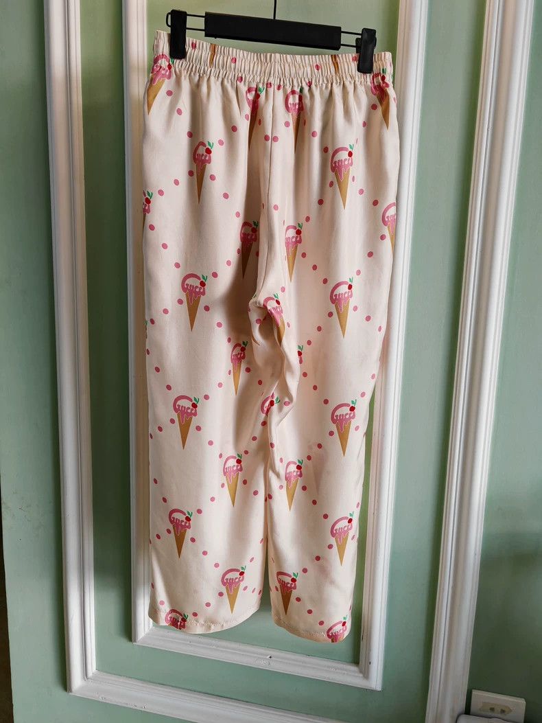 Gucci Gucci Size M Full-print ice cream pattern silk trousers 250 Size 42" / US 20 - 6 Thumbnail
